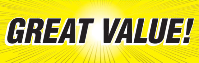 "GREAT VALUE" Sticker. 16"x5"