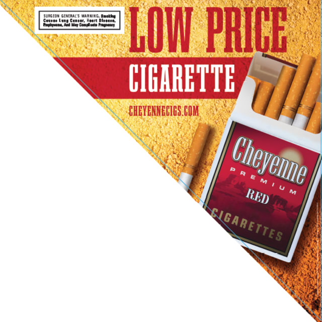 Cheyenne Cigarette. Corner Cling. 16" x 16"