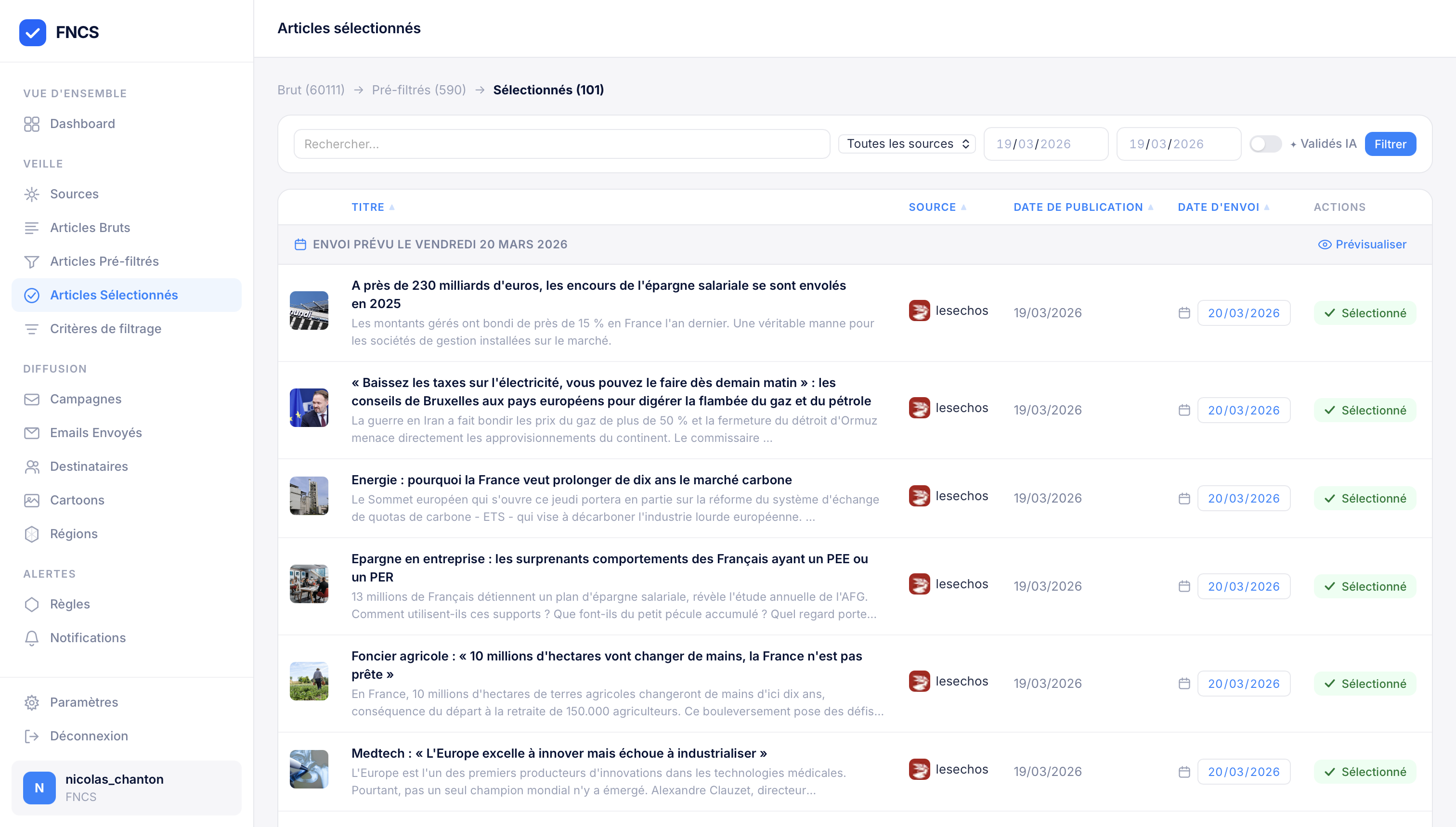 Articles sélectionnés — Revue de presse finalisée