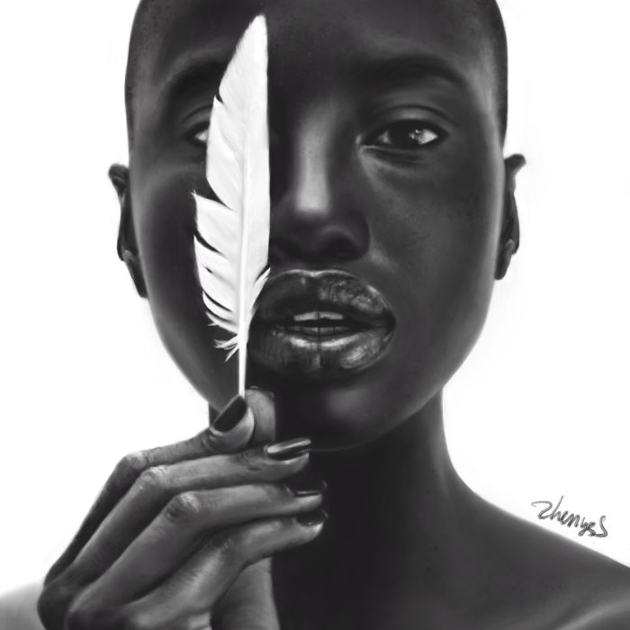 Digital and traditional portraits from photograph by Zhenya Stoyanova