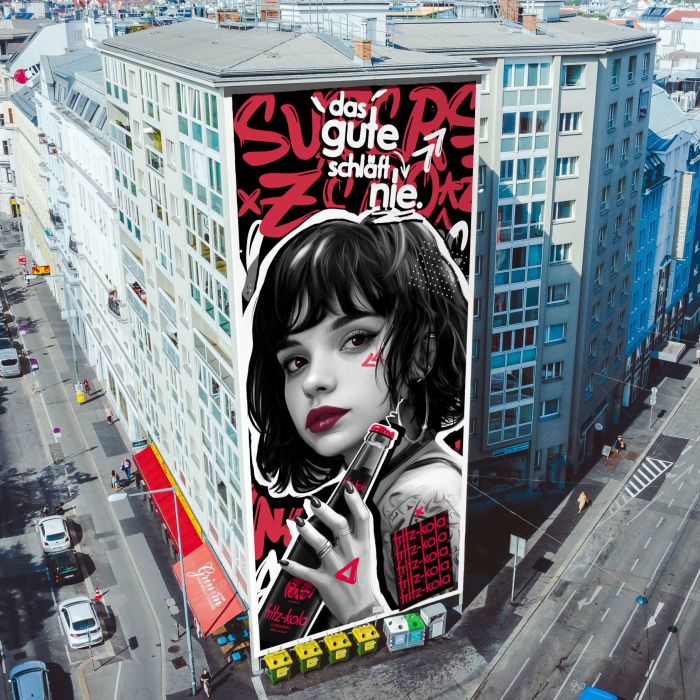 Custom Hand-Painted Street Art Mural Advertising von vodawotah