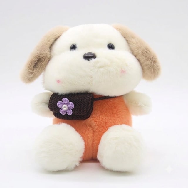Cute Puppy Soft Toy with Floral Scarf – Plush Stuffed Dog Toy