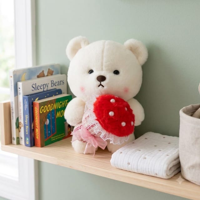 Cute White Teddy Bear Soft Toy with Red Heart – Plush Gift Toy