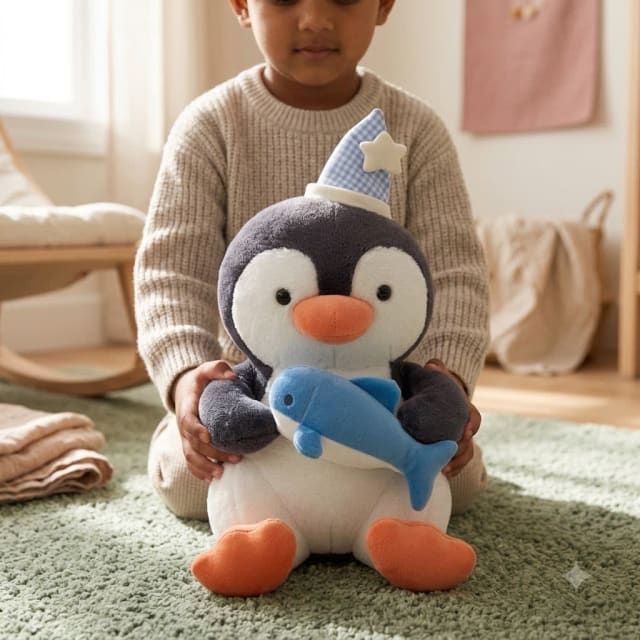 Cute Penguin Soft Toy with Dolphin – Plush Penguin Toy for Kids
