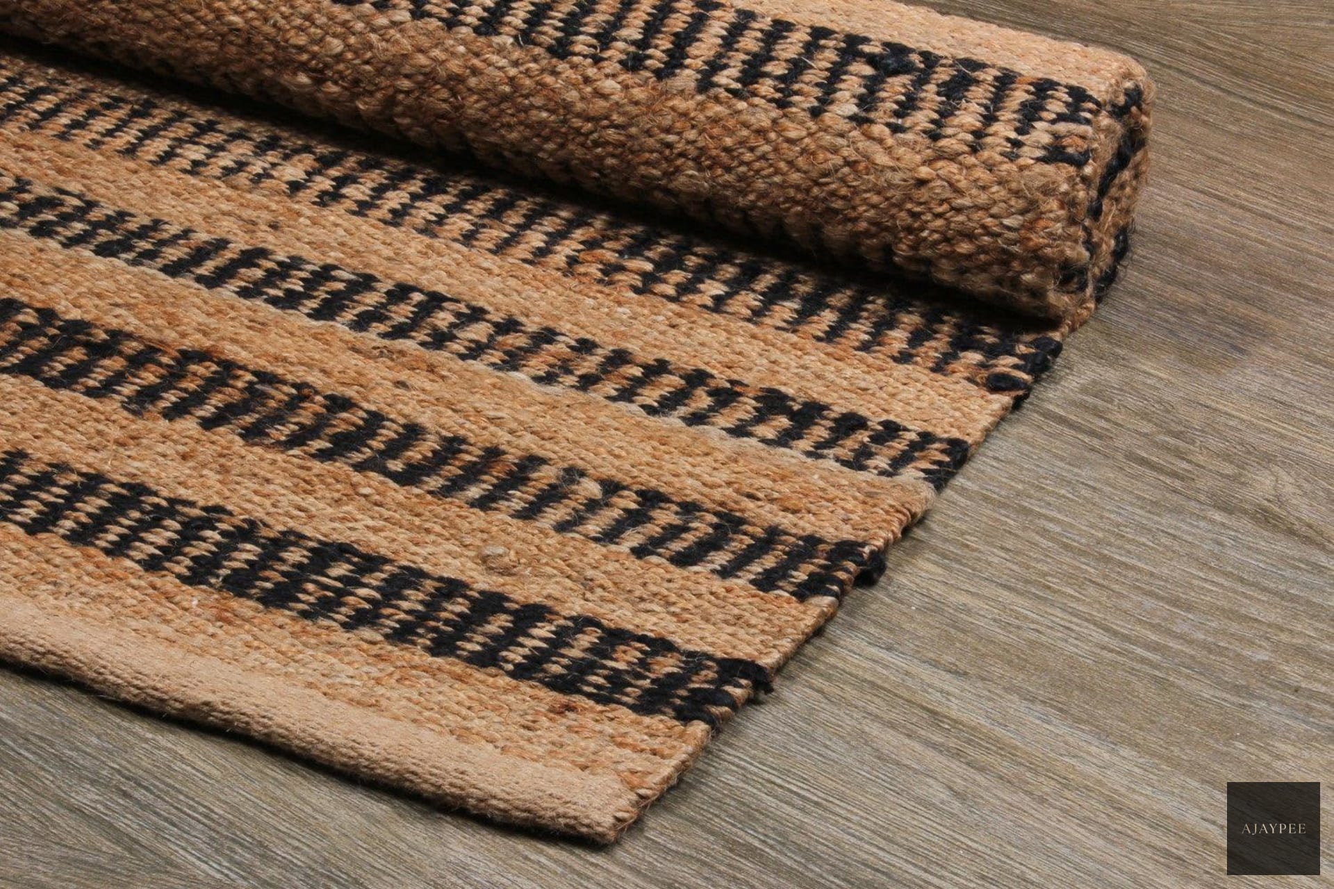Hemp HandWoven Rug Hemer-53 - Jute - Flatweave - Ajaypee Carpets (Thumbnail 3)