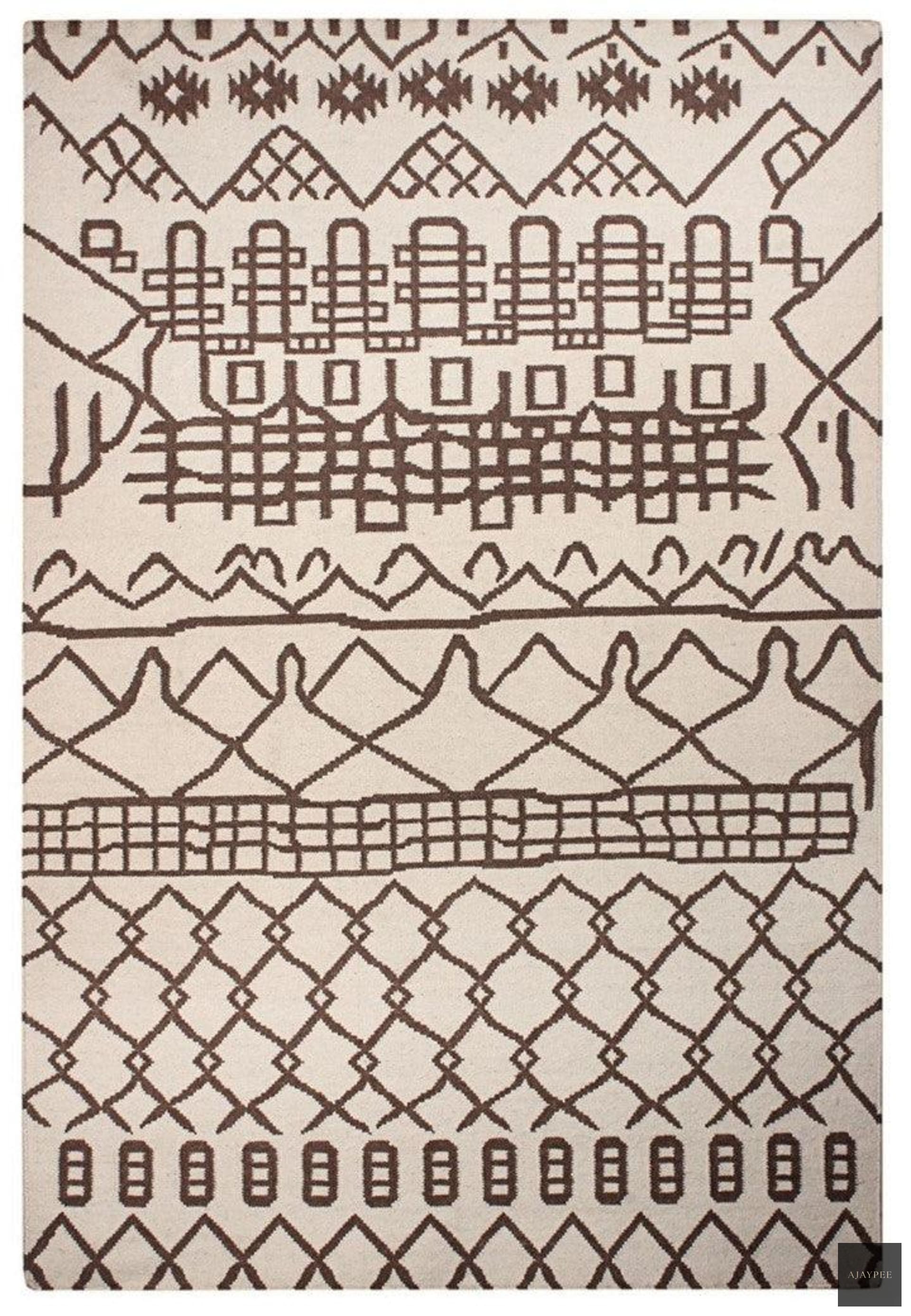 Wool Handwoven Dhurry Beiuf - Cotton - Flatweave - Ajaypee Carpets (View 1)