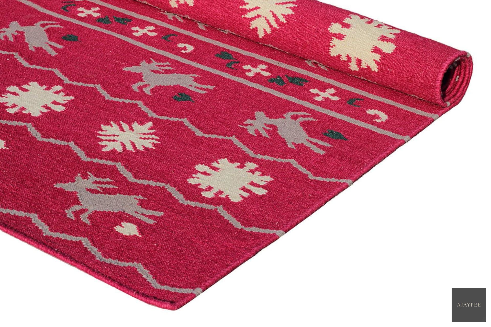 Wool HandWoven Rug Chrisl - Cotton - Flatweave - Ajaypee Carpets (Thumbnail 2)