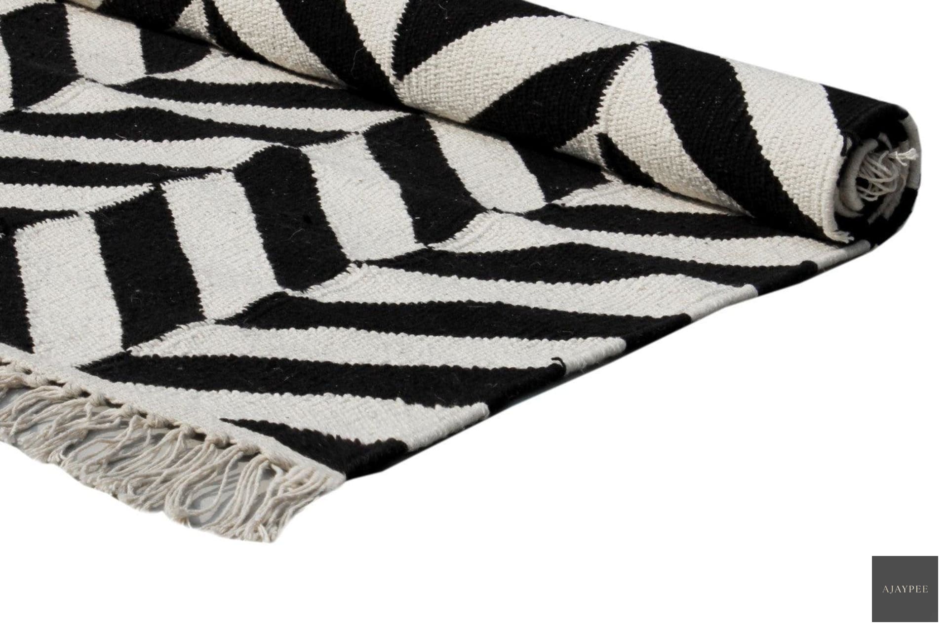 Cotton Hand Woven Rug Zigco - Cotton - Flatweave - Ajaypee Carpets (Thumbnail 2)