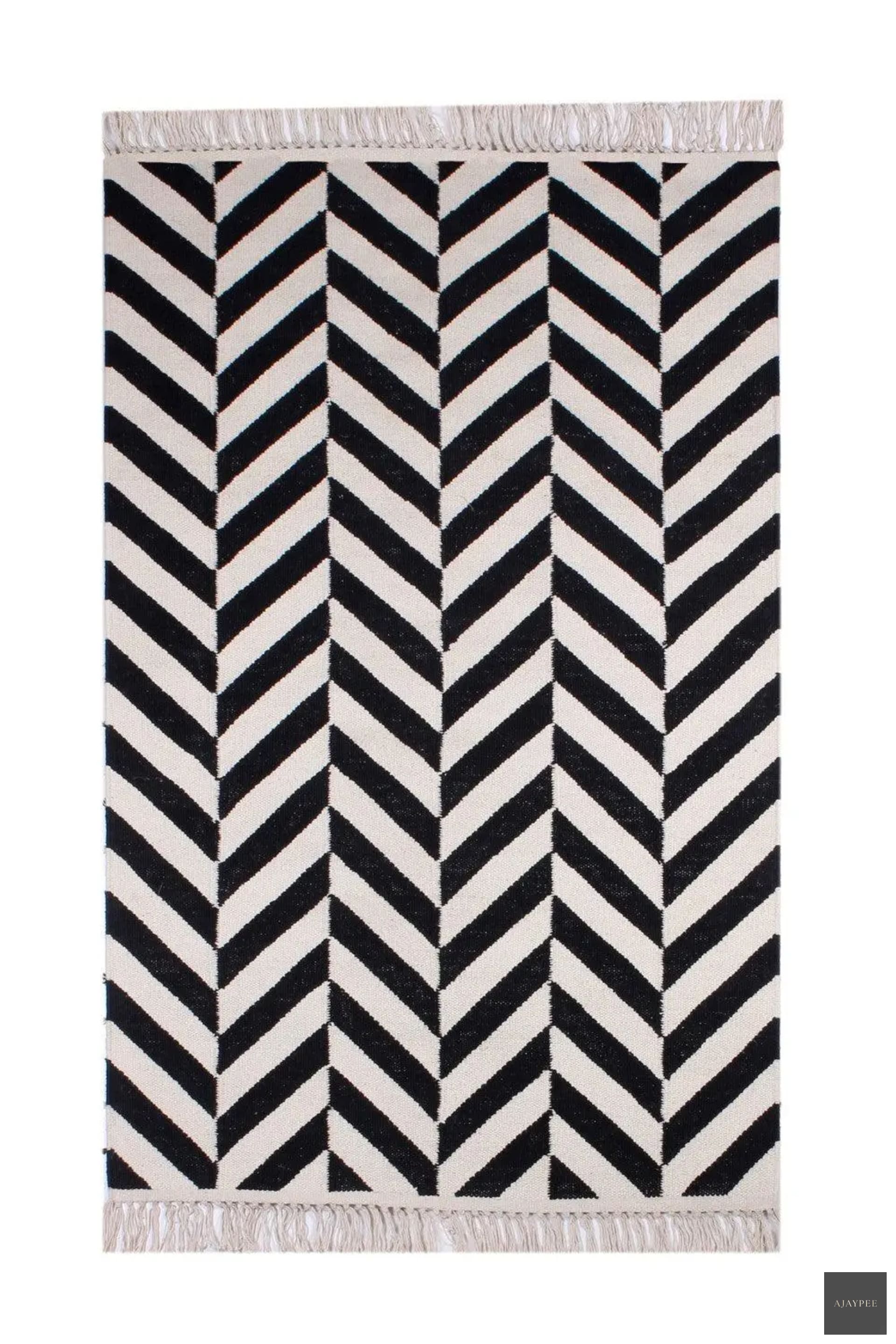 Cotton Hand Woven Rug Zigco - Cotton - Flatweave - Ajaypee Carpets (Thumbnail 4)