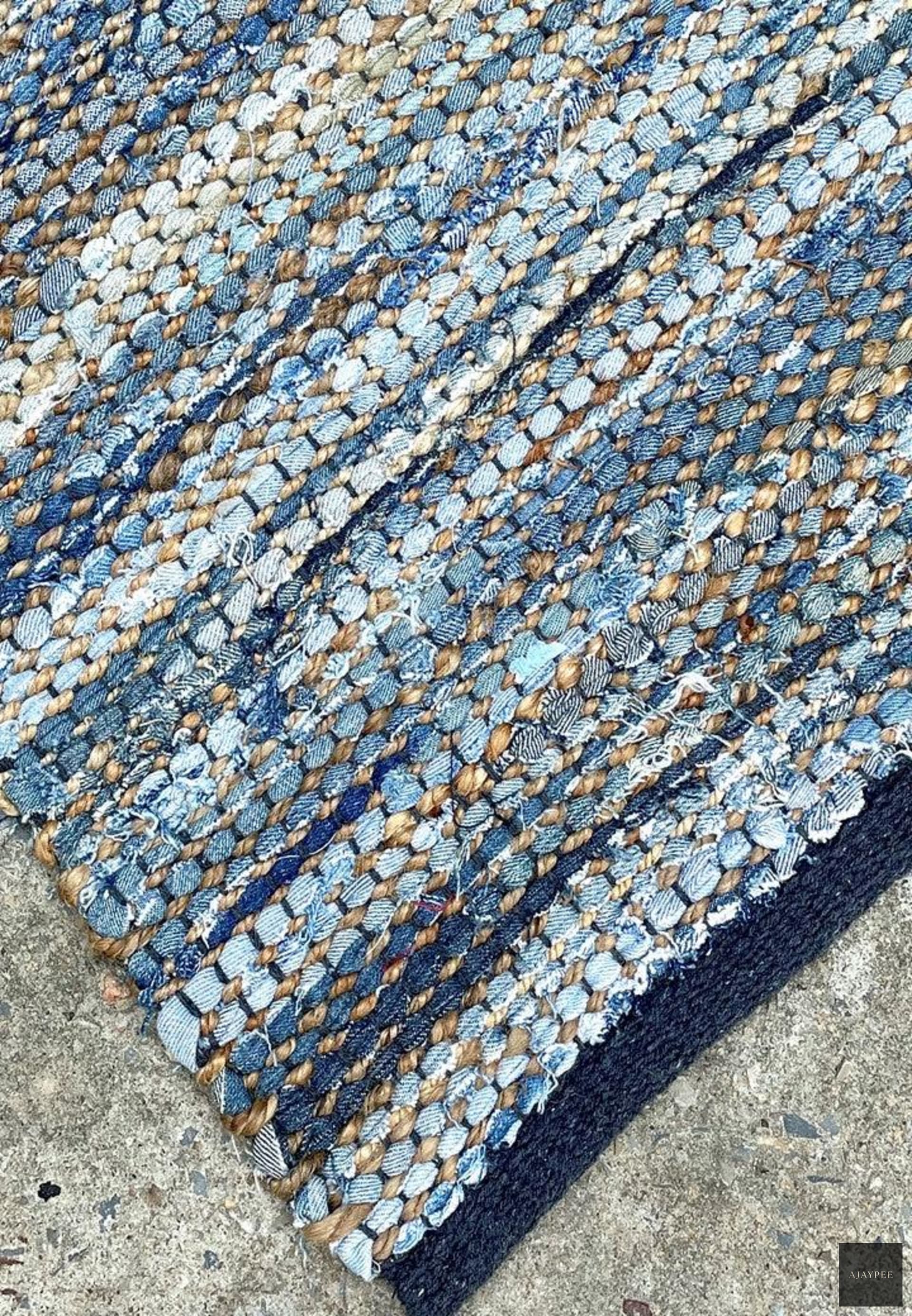 Denim & Hemp Handwoven Rug   Mezclilla - Jute - Flatweave - Ajaypee Carpets (Thumbnail 2)