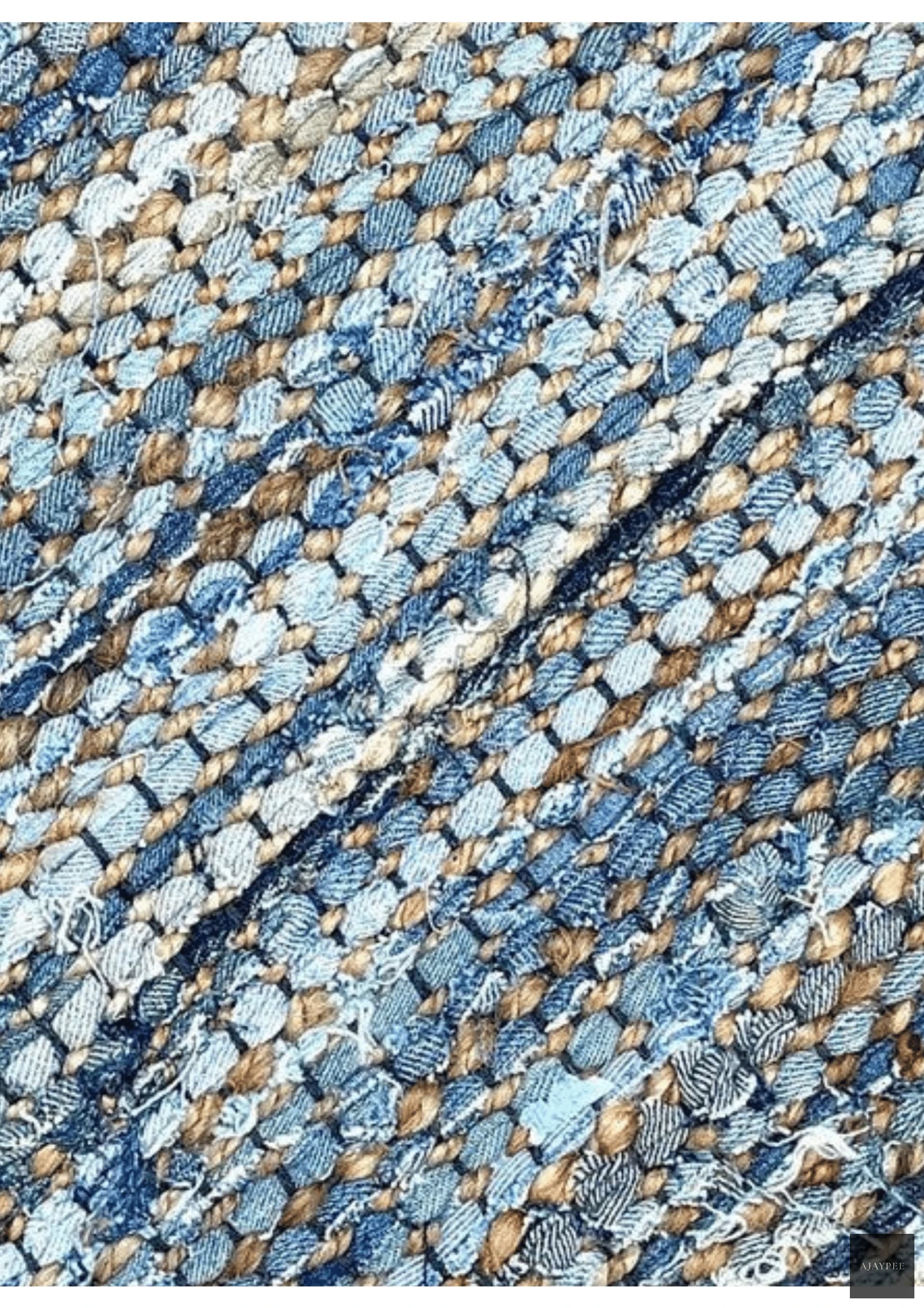 Denim & Hemp Handwoven Rug   Mezclilla - Jute - Flatweave - Ajaypee Carpets (Thumbnail 3)