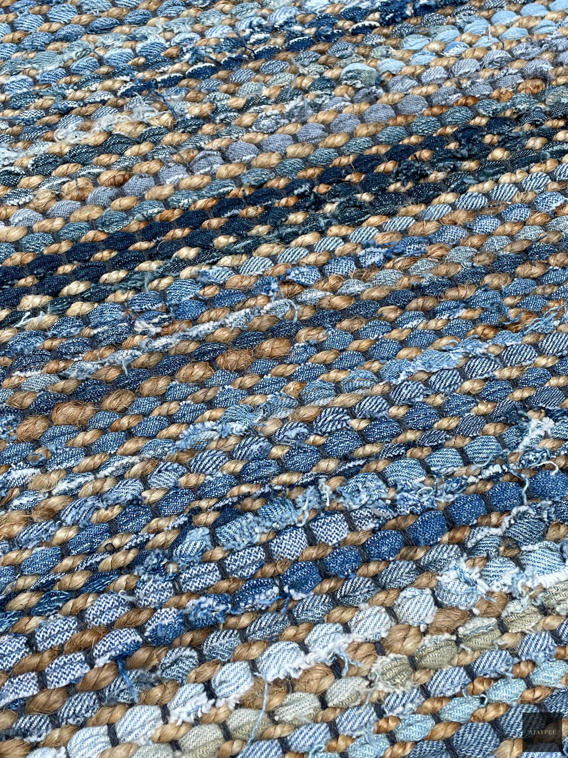 Denim & Hemp Handwoven Rug   Mezclilla - Jute - Flatweave - Ajaypee Carpets (Thumbnail 4)