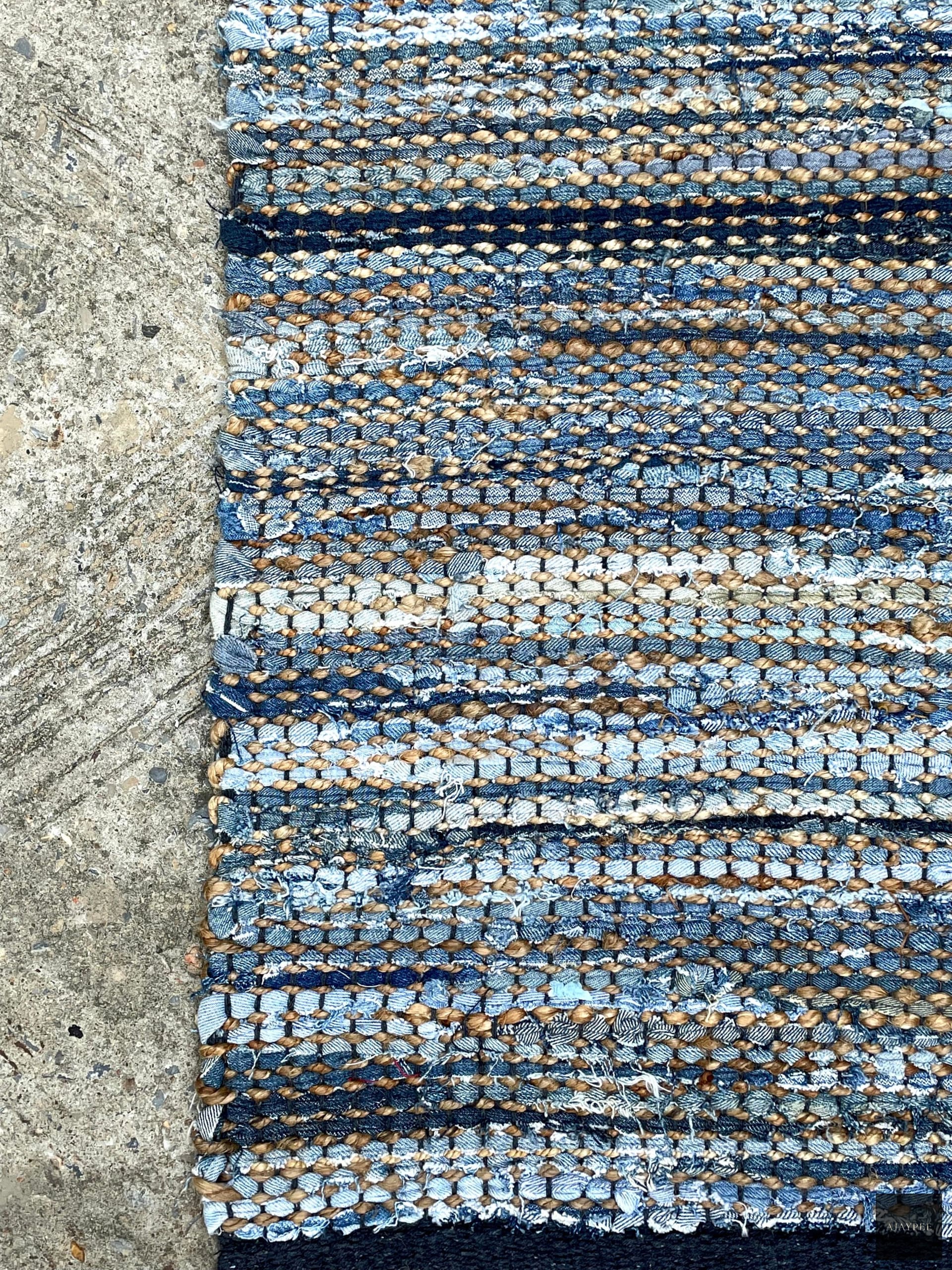 Denim & Hemp Handwoven Rug   Mezclilla - Jute - Flatweave - Ajaypee Carpets (Thumbnail 5)