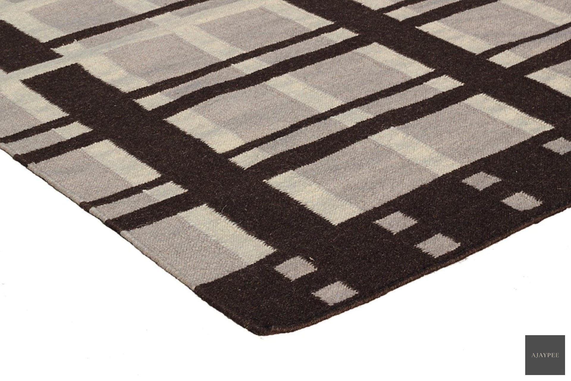 Wool HandWoven Rug Gawe - Cotton - Flatweave - Ajaypee Carpets (Thumbnail 3)