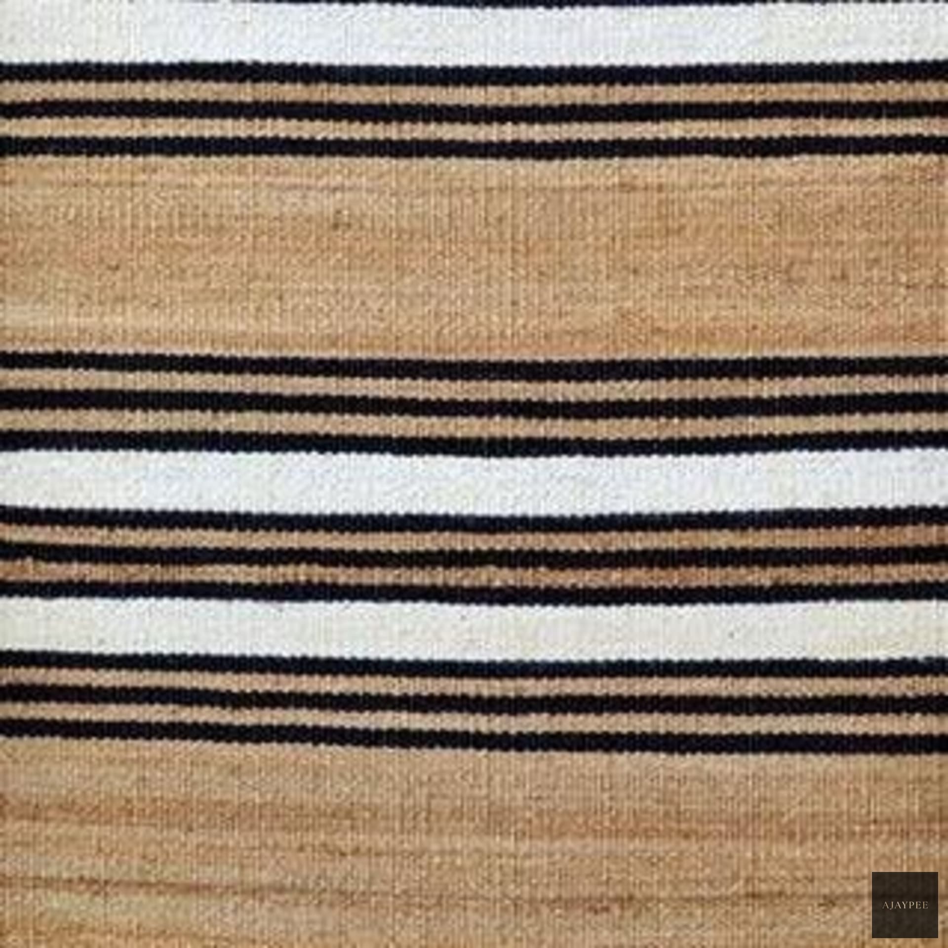 Hemp Hand Woven Rug   Stripe Estelle - Jute - Flatweave - Ajaypee Carpets (Thumbnail 2)