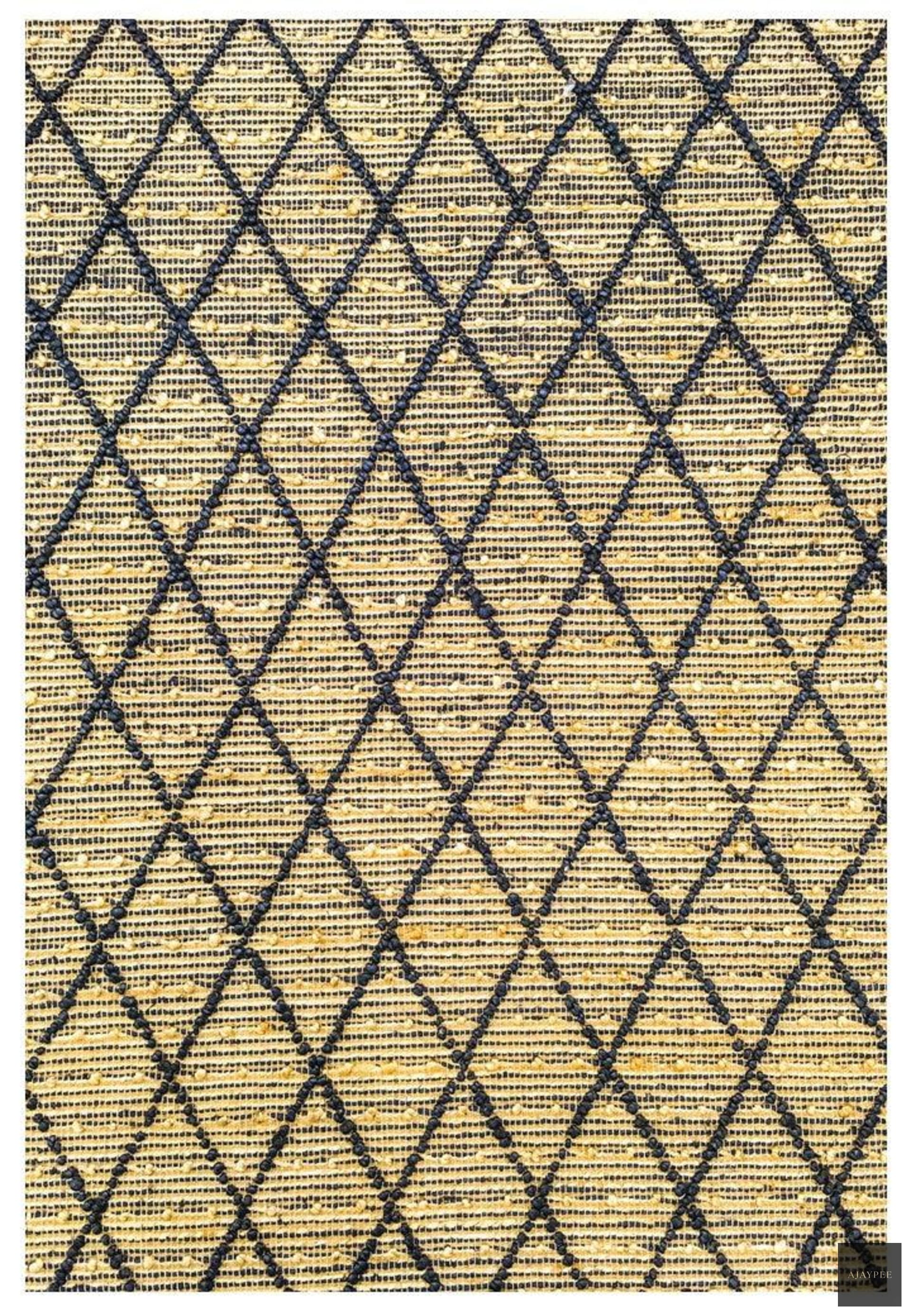 Hemp Hand Woven Rug: Blue Diamond Loop - Jute - Flatweave - Ajaypee Carpets (View 1)