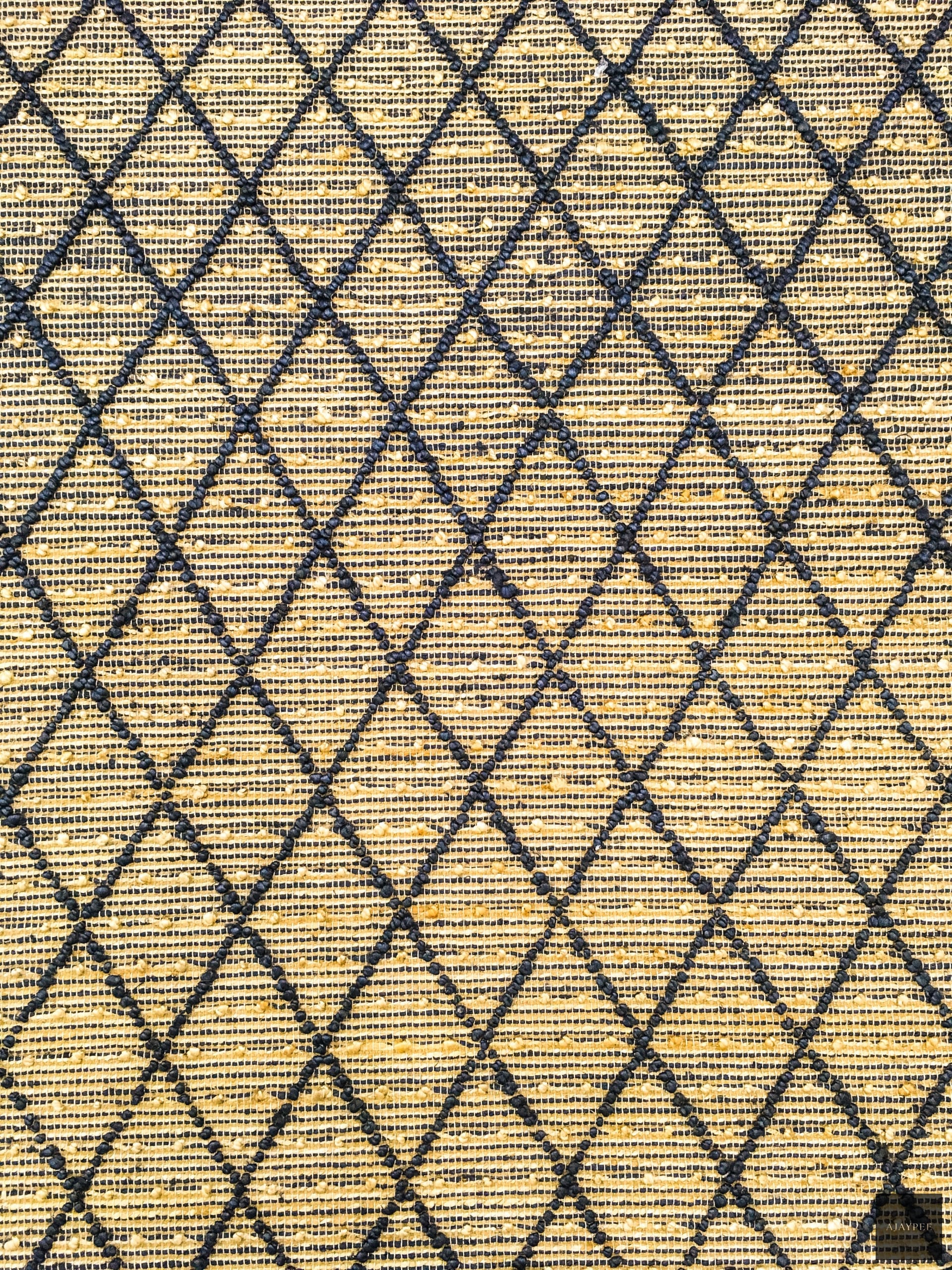 Hemp Hand Woven Rug: Blue Diamond Loop - Jute - Flatweave - Ajaypee Carpets (Thumbnail 3)
