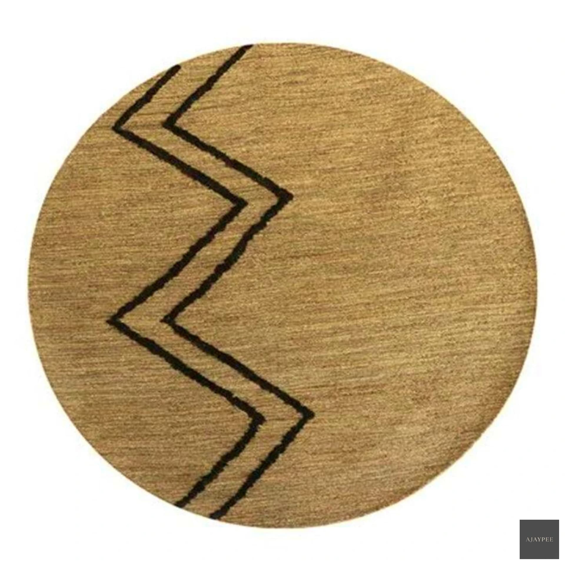 Hemp Handmade Round : Zig Zag - Jute - Hand Woven - Ajaypee Carpets (Thumbnail 3)