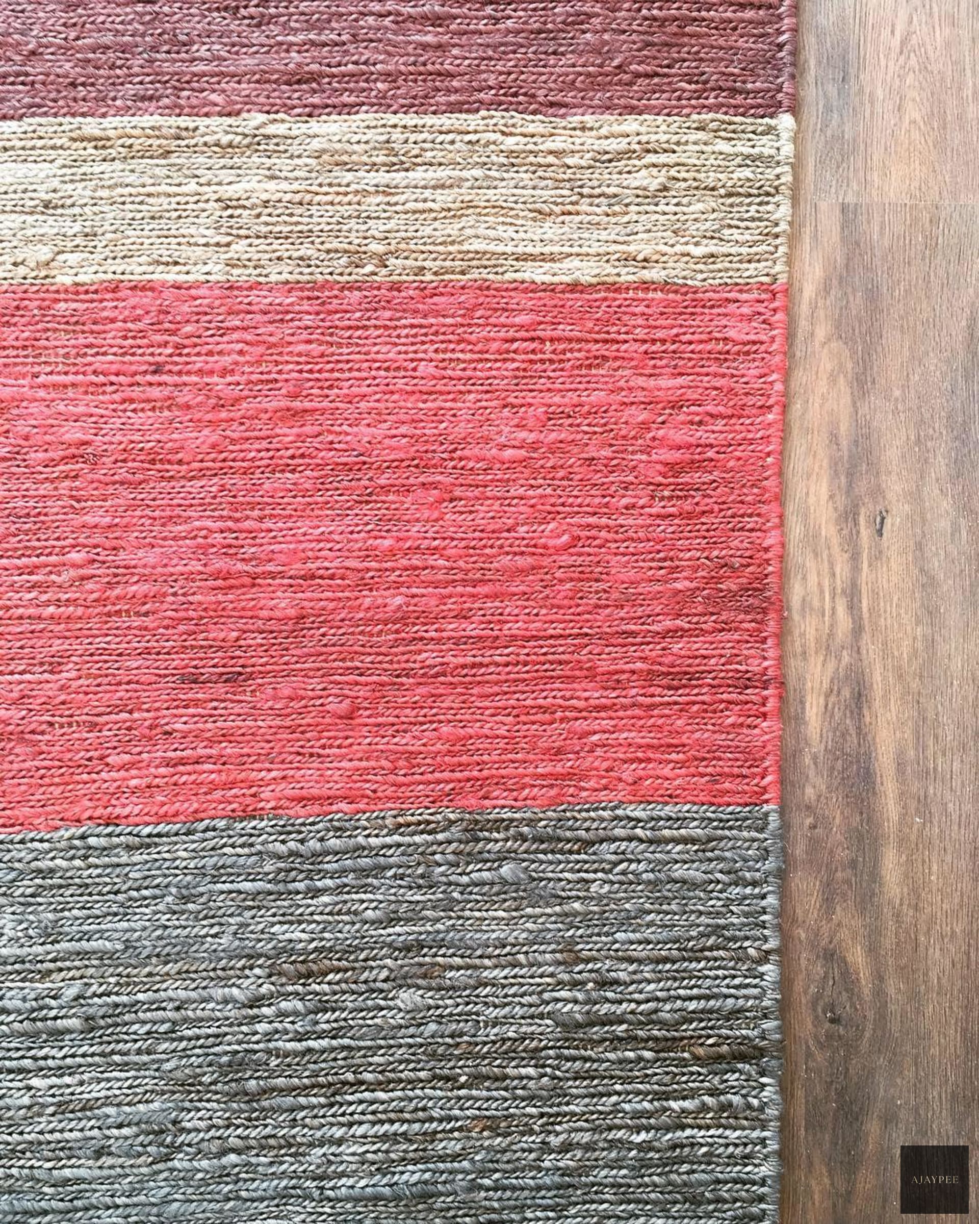 Hemp HandWoven Rug    Multi Braided Stripe - Jute - Flatweave - Ajaypee Carpets (Thumbnail 2)
