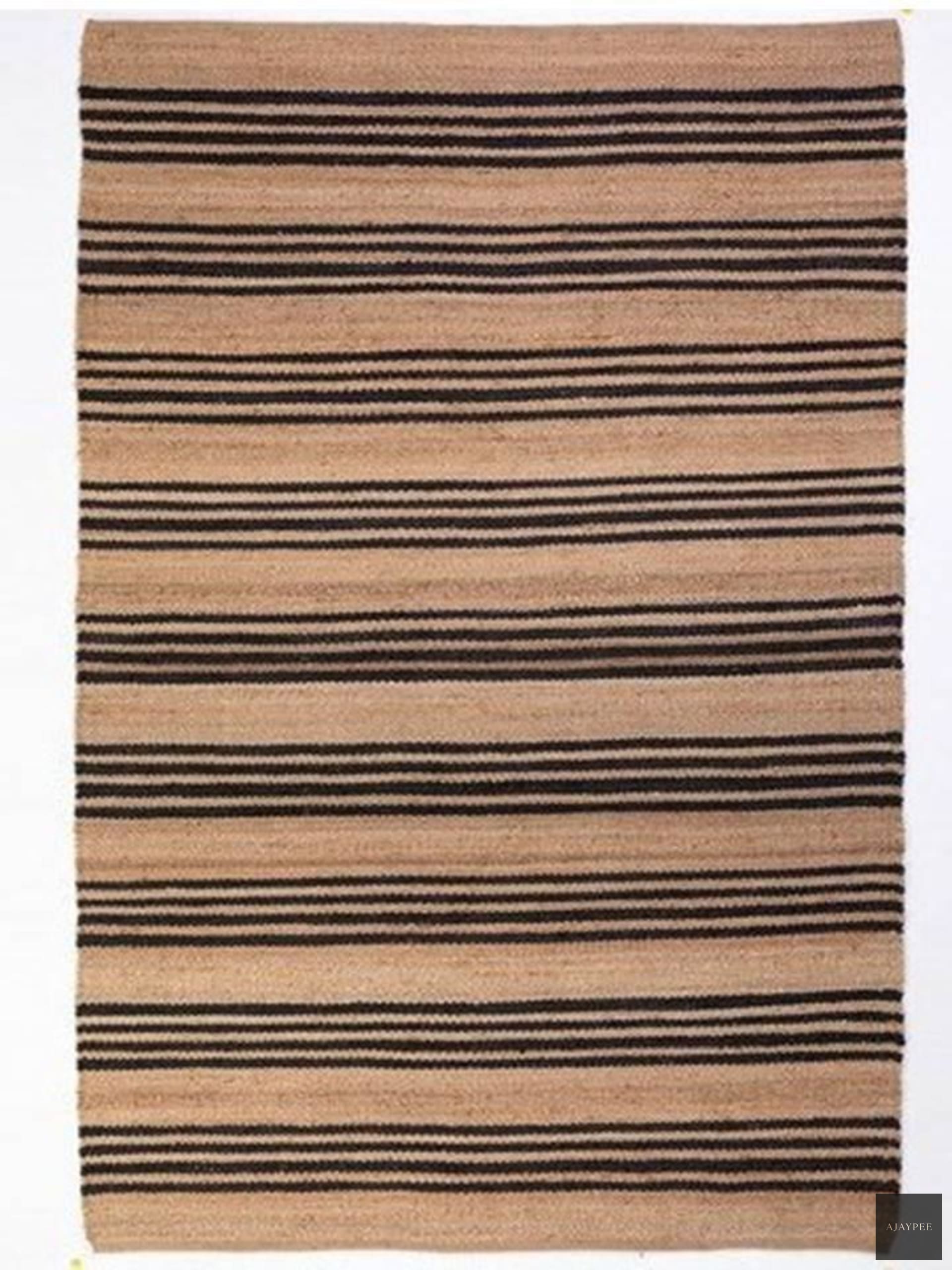 Hemp HandWoven Rug   Stripe: Carbon - Jute - Flatweave - Ajaypee Carpets (View 1)