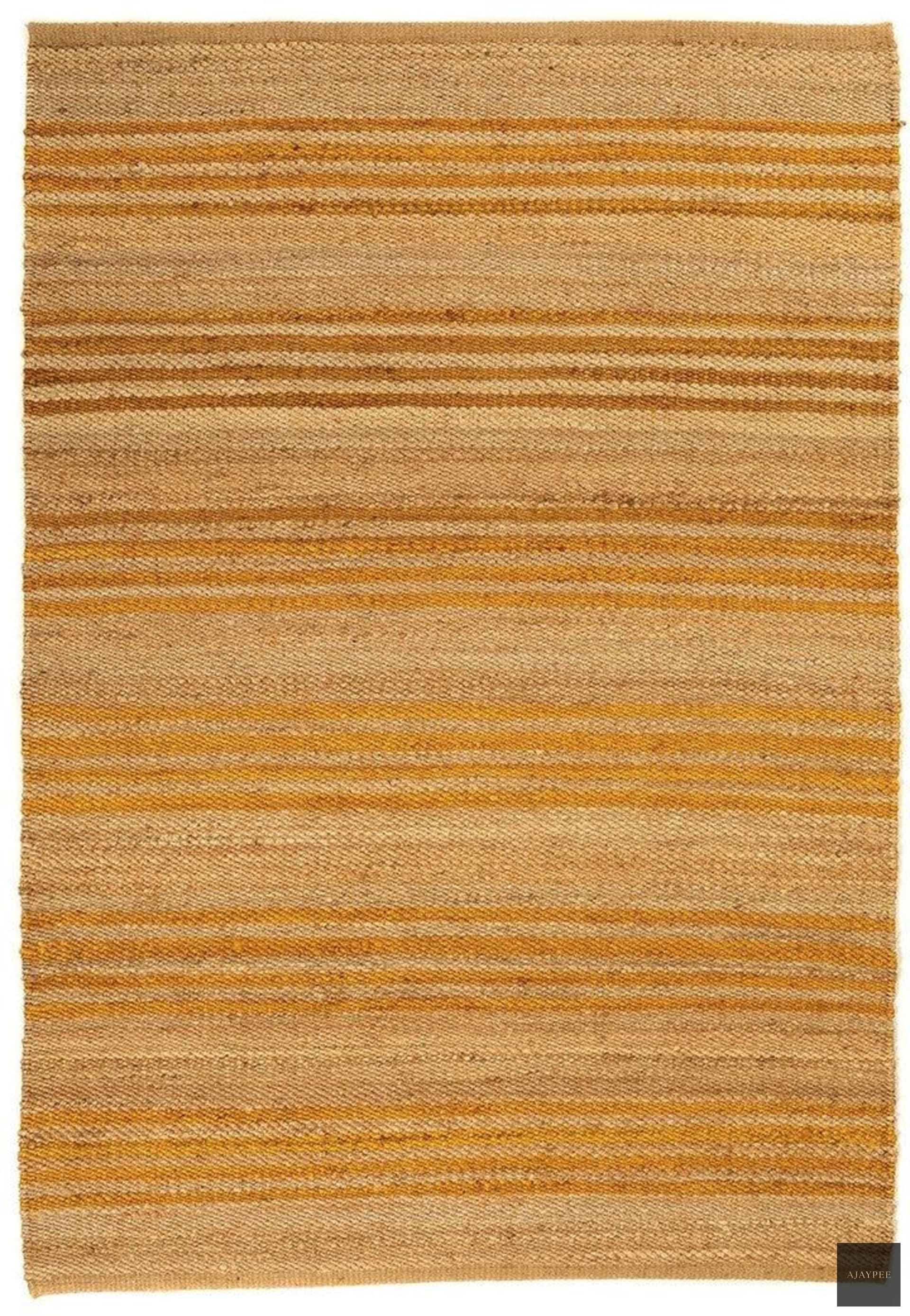 Hemp HandWoven Rug   Stripe: SunFlower - Jute - Flatweave - Ajaypee Carpets (View 1)