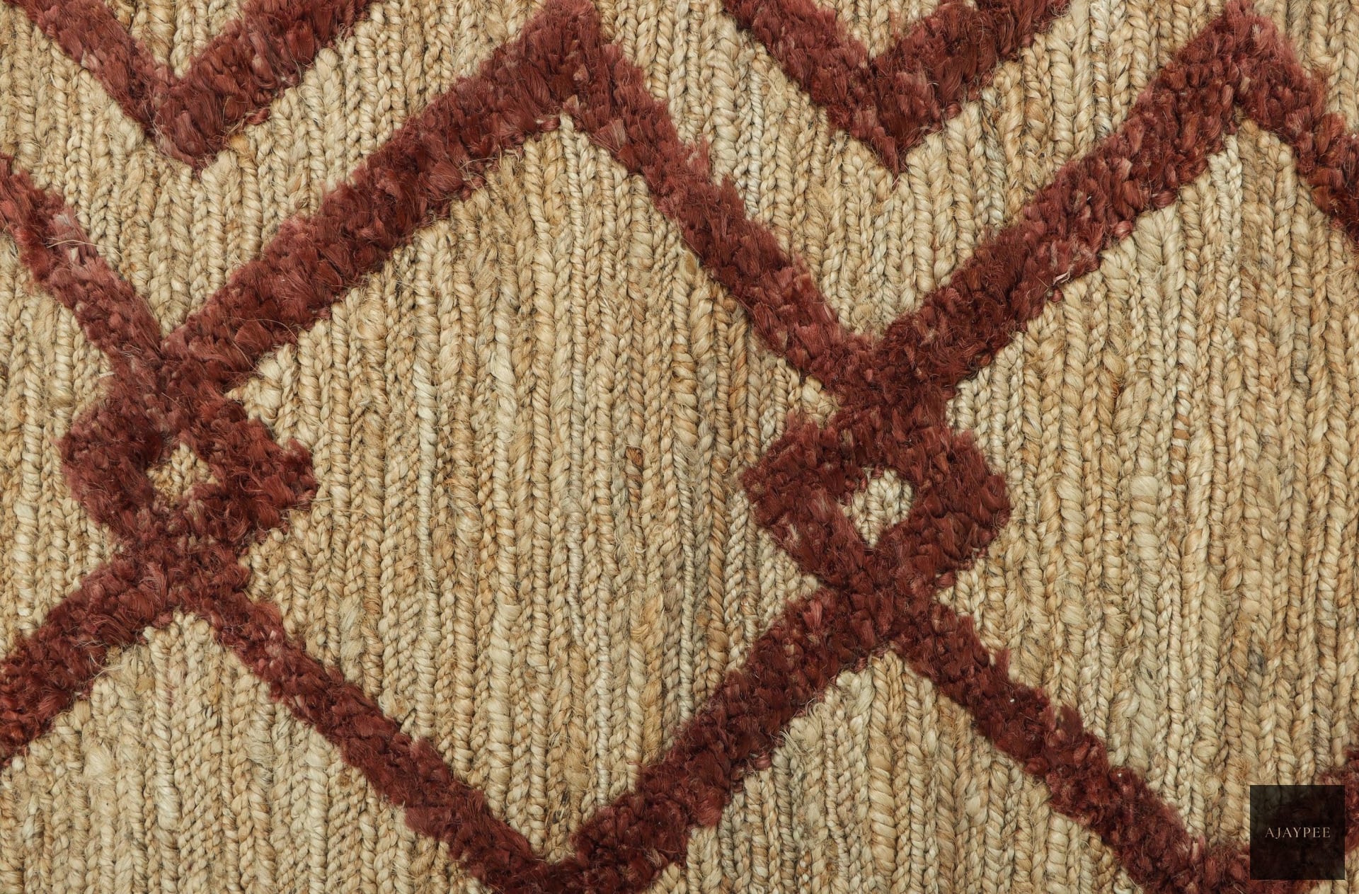 Hemp Handwoven Rug    Wales Maroon - Jute - Flatweave - Ajaypee Carpets (Thumbnail 4)