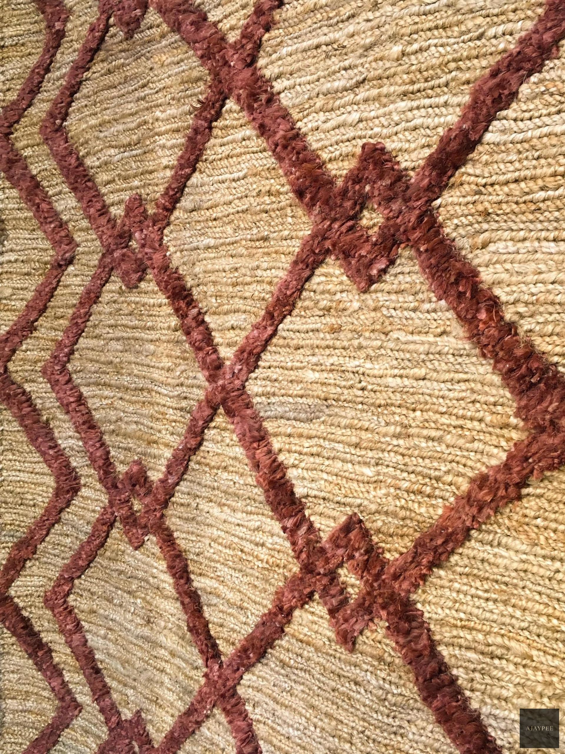 Hemp Handwoven Rug    Wales Maroon - Jute - Flatweave - Ajaypee Carpets (Thumbnail 5)