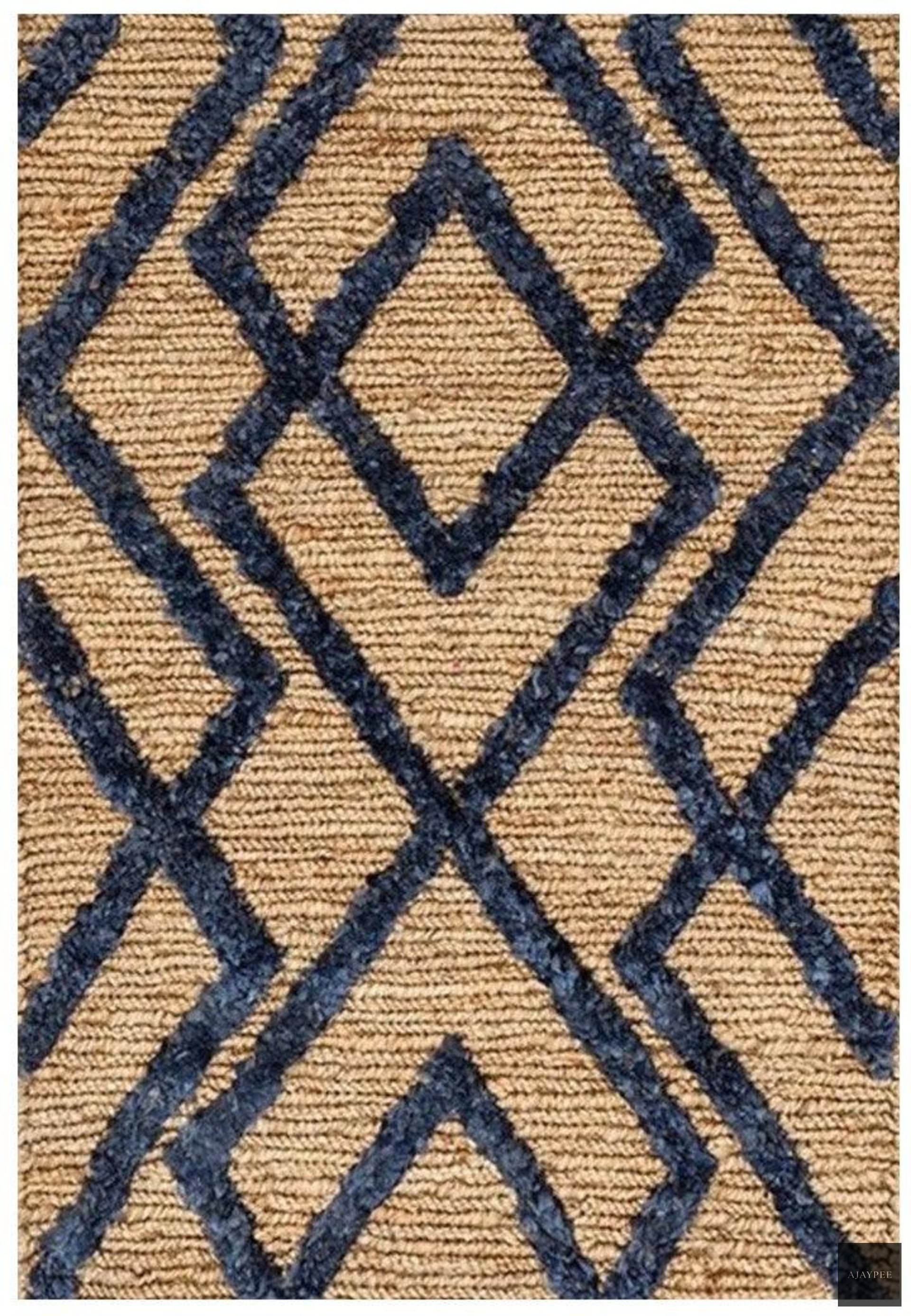 Hemp Handwoven Rug    Wales Navy Blue - Jute - Flatweave - Ajaypee Carpets (View 1)
