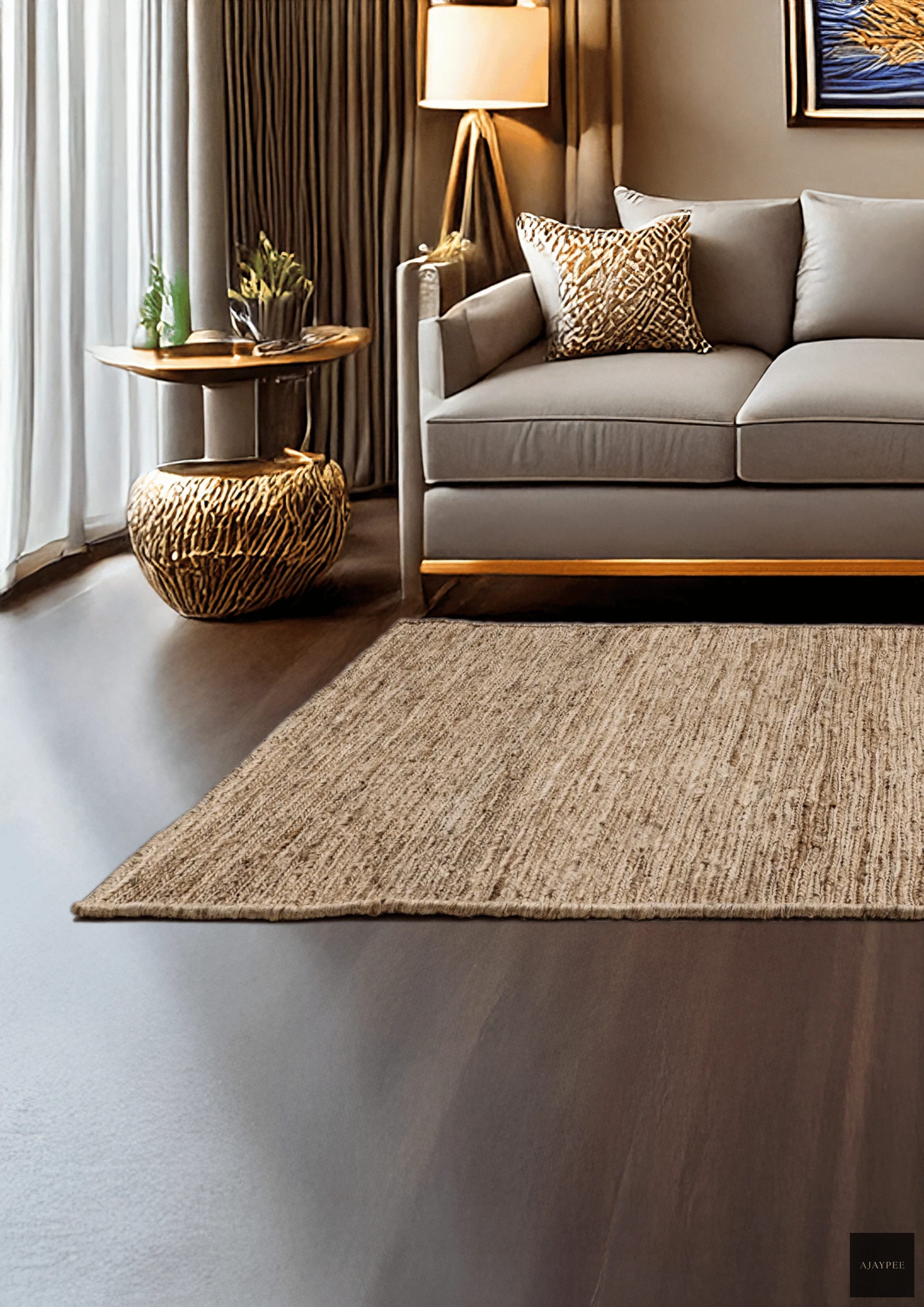 Hemp Handwoven Rug   Yu Sumak - Jute - Hand Woven - Ajaypee Carpets (Thumbnail 4)