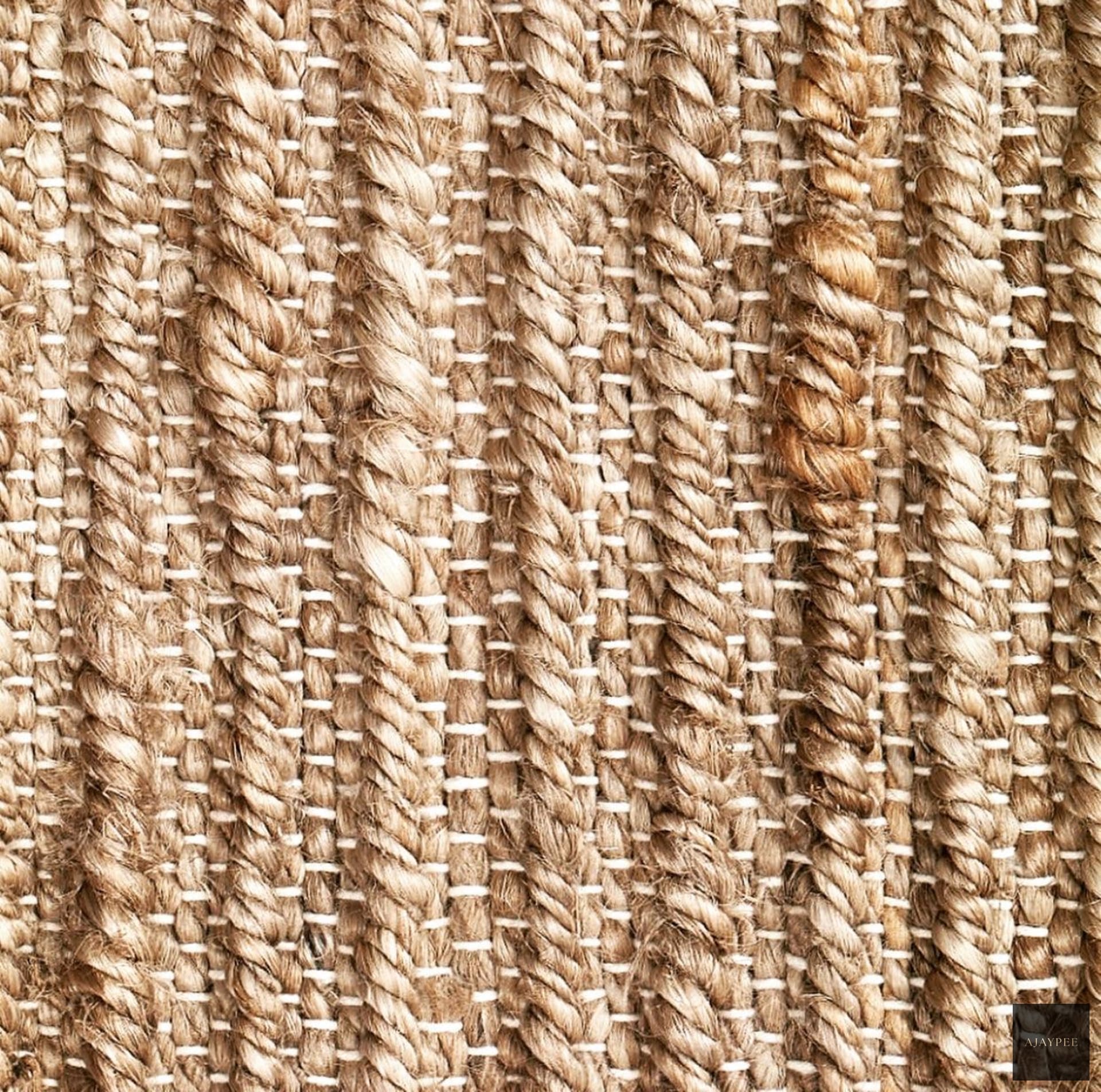 Hemp Handwoven Rug-Natural Ribbon - Hemp - Hand Woven - Ajaypee Carpets (Thumbnail 2)