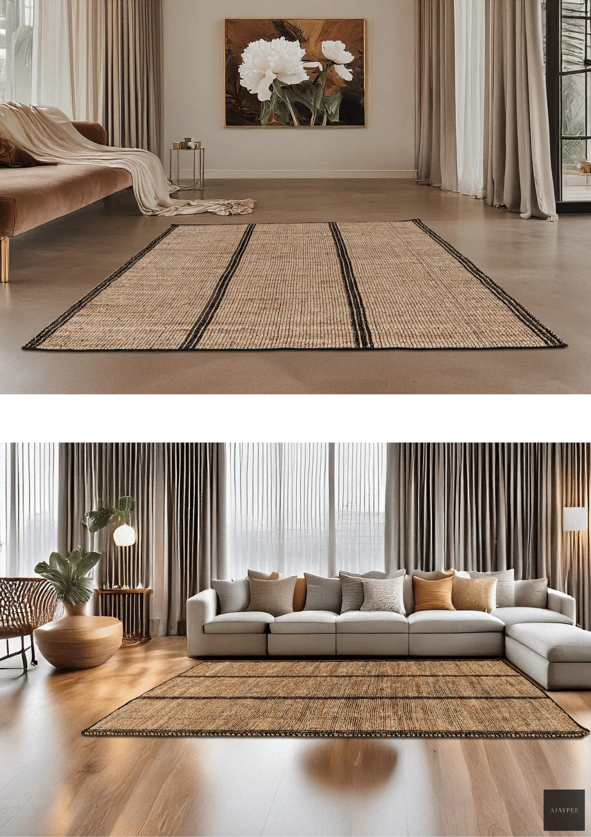 Hemp Handwoven Rug: Sutra - Hemp - Hand Woven - Ajaypee Carpets (Thumbnail 4)
