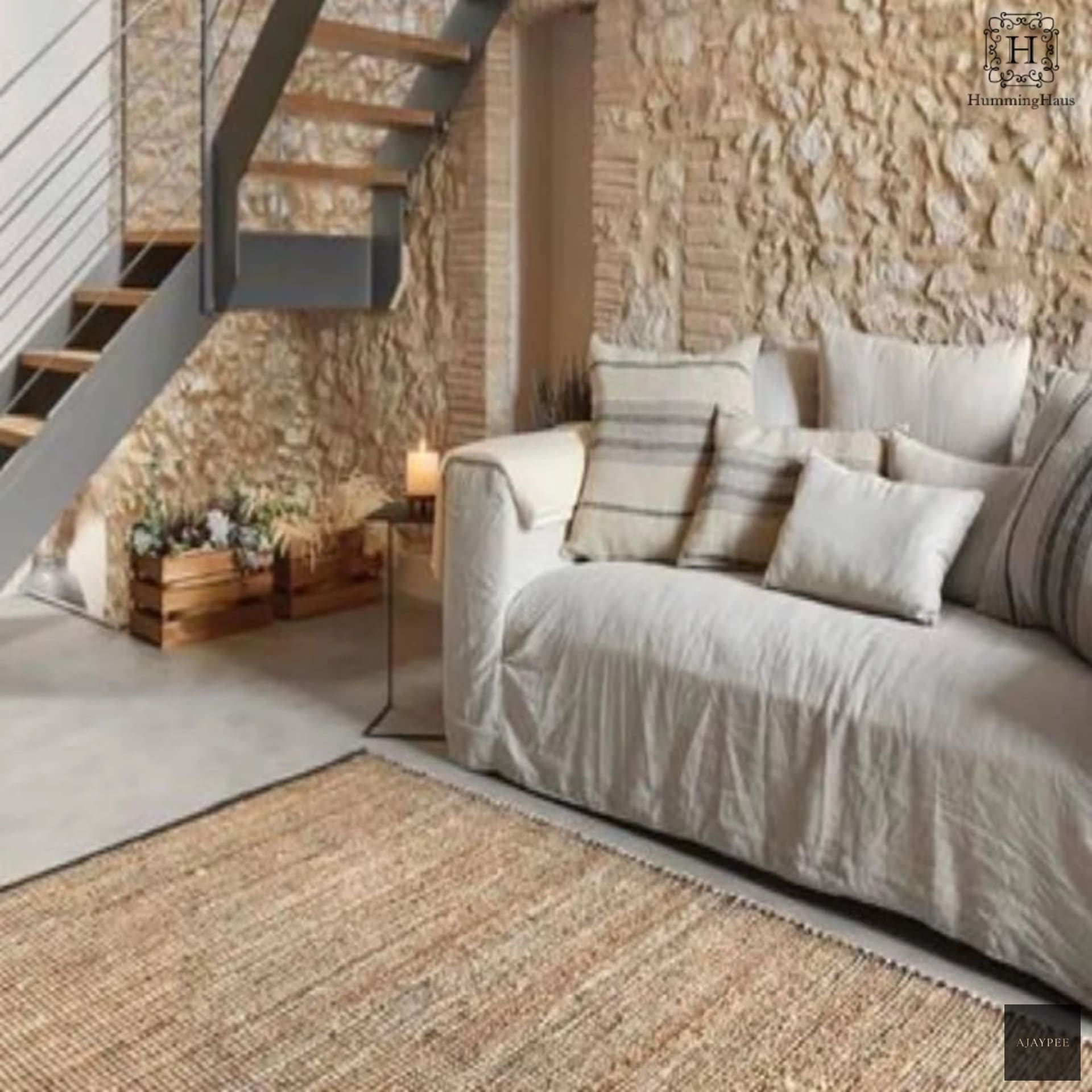 Hemp Handwoven Rug Lars - Jute - Flatweave - Ajaypee Carpets (Thumbnail 2)