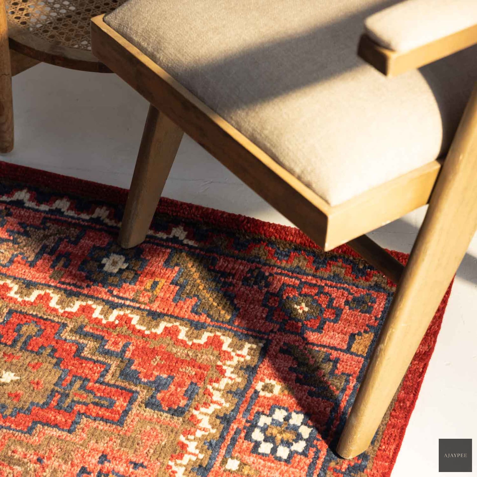 Aibaq Hand Knotted Woollen Rug - Cotton - Hand Knotted - Ajaypee Carpets (Thumbnail 2)