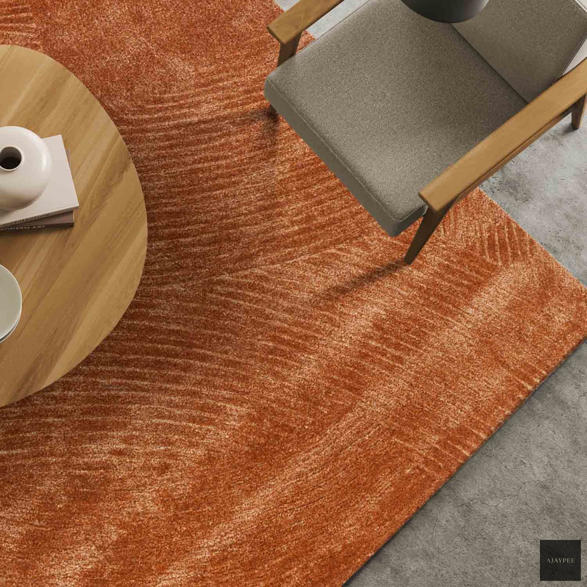 Amenhotep Hand Tufted Woollen And Viscose Rug - Cotton - Hand Tufted - Ajaypee Carpets (View 1)