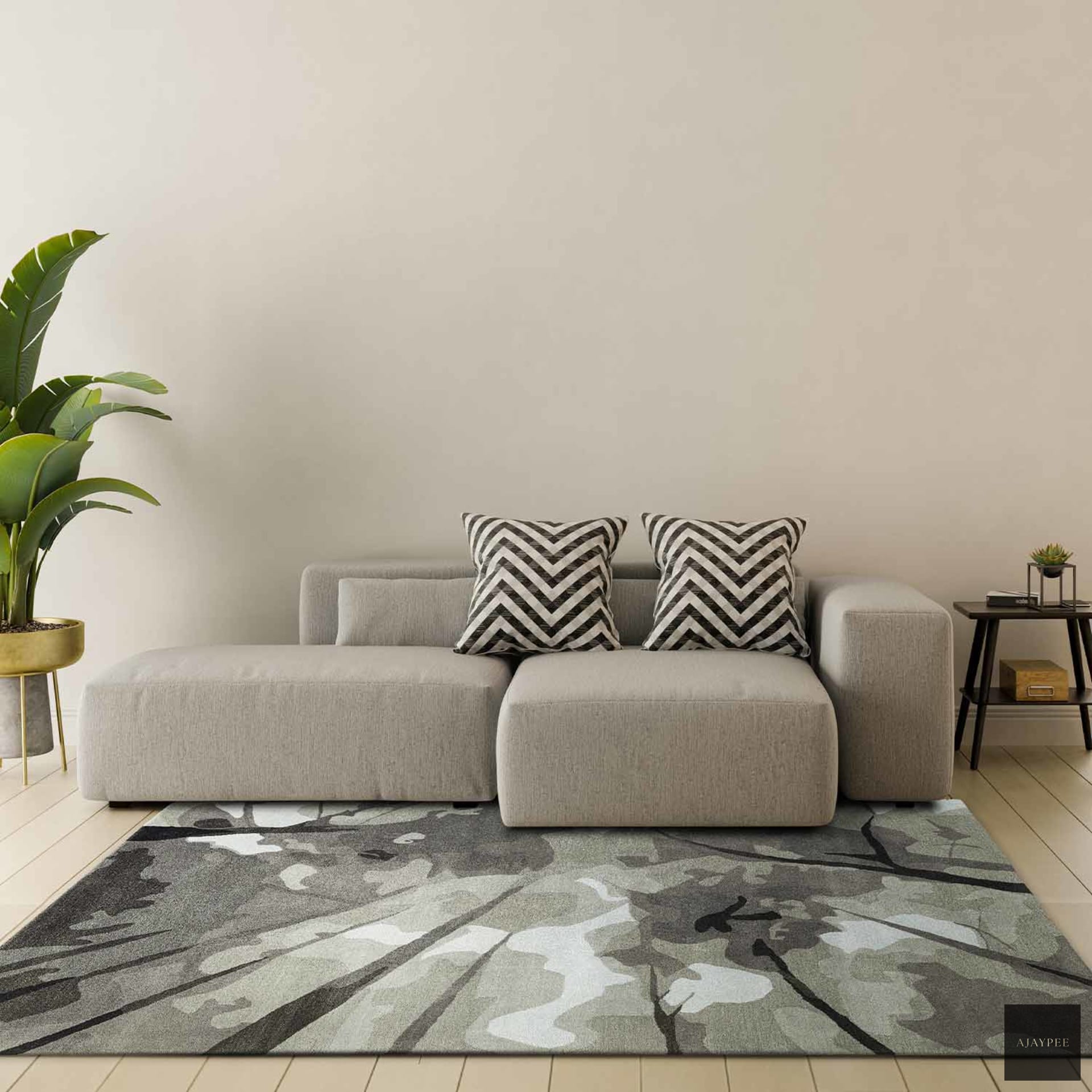 Amidst The Mist Hand Tufted Woollen Rug By Shripal Munshi - Cotton - Hand Tufted - Ajaypee Carpets (View 1)