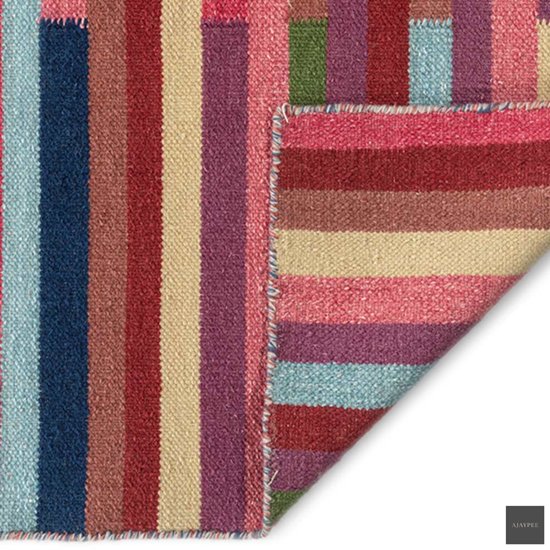 Bazegha Hand Woven Woollen Dhurrie - Wool - Dhurrie - Ajaypee Carpets (Thumbnail 5)