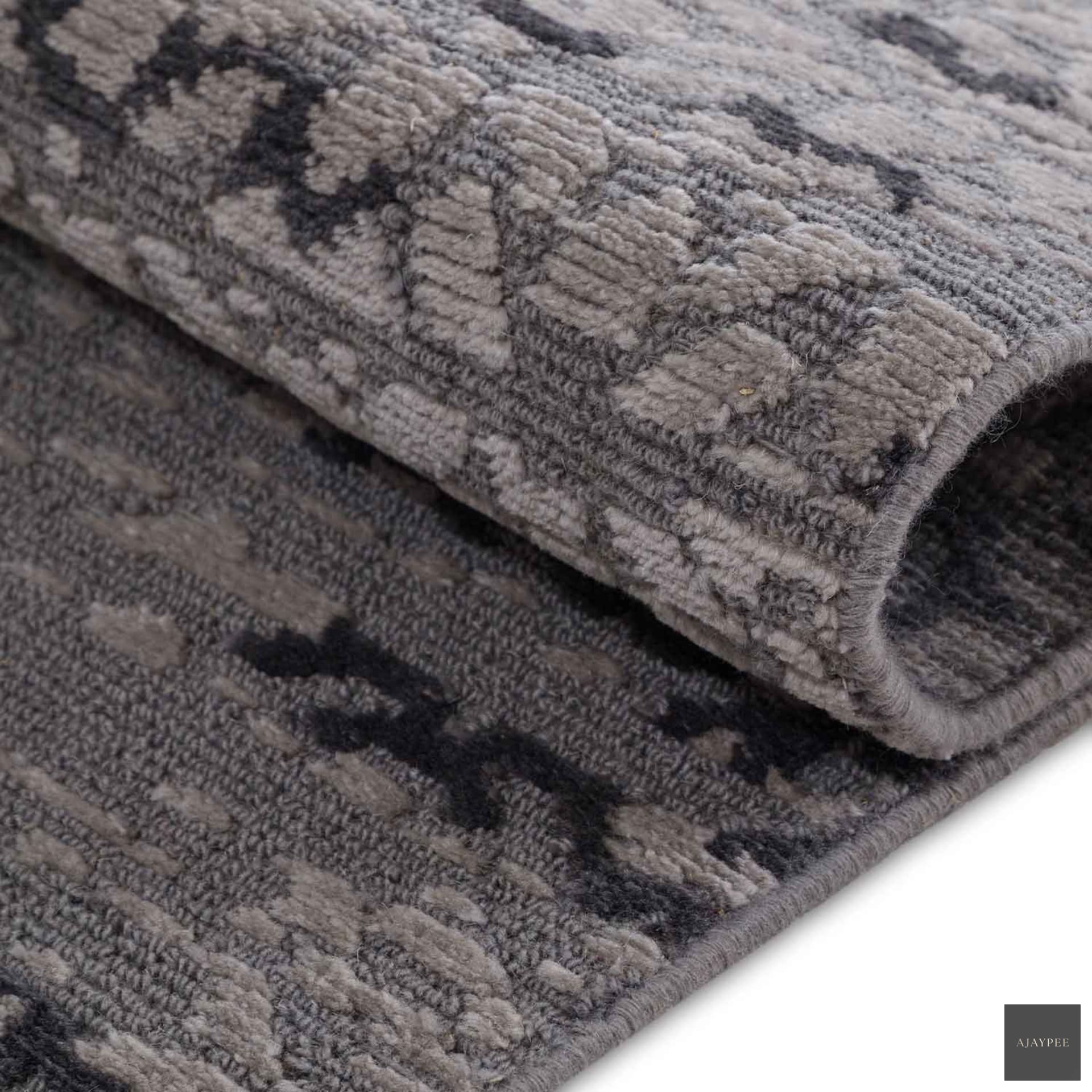Brown-Whine Hand Knotted Woollen Rug - Cotton - Hand Knotted - Ajaypee Carpets (Thumbnail 3)