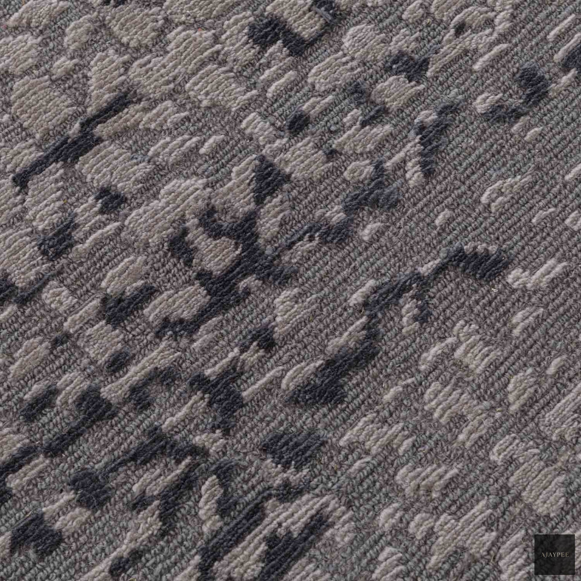 Brown-Whine Hand Knotted Woollen Rug - Cotton - Hand Knotted - Ajaypee Carpets (Thumbnail 4)