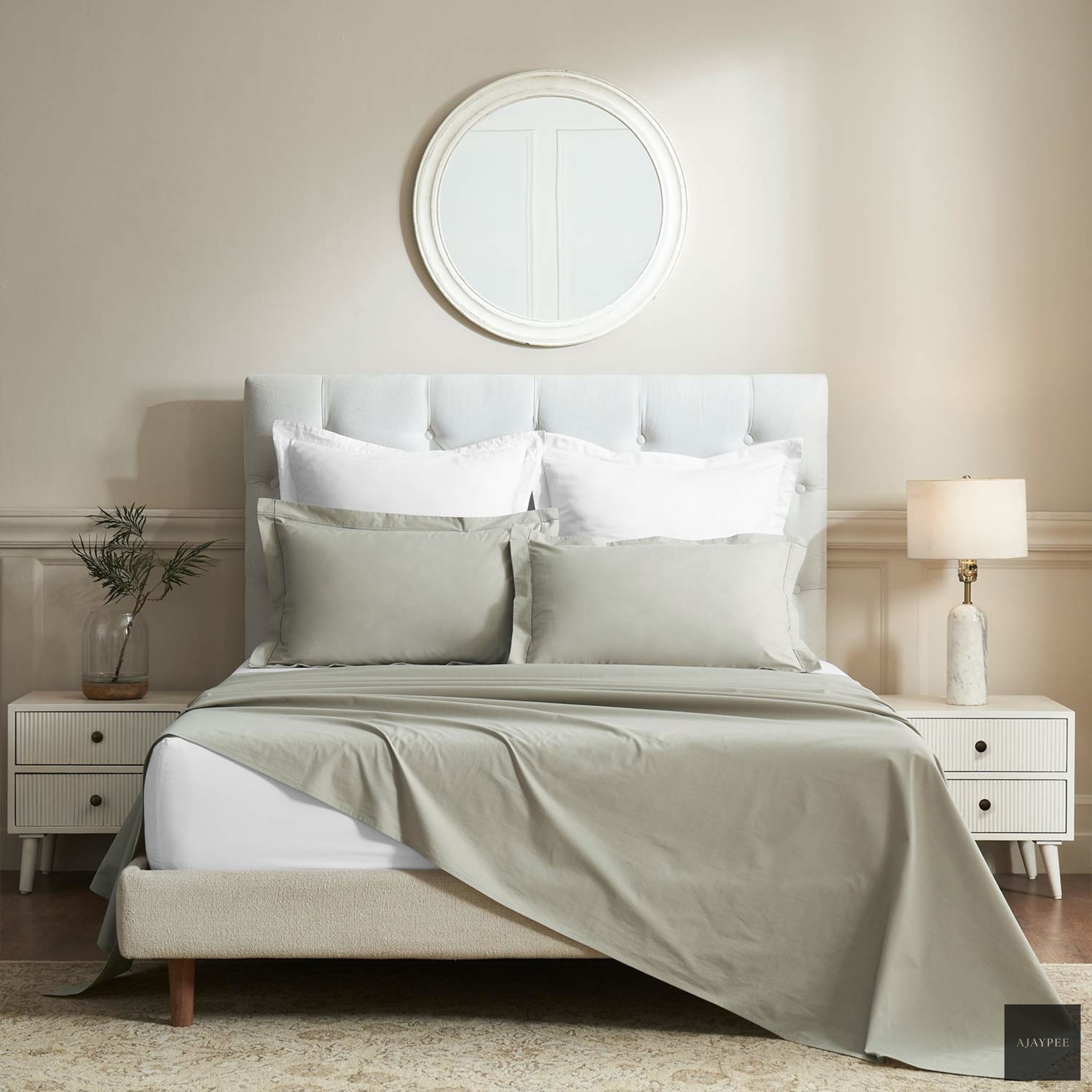 Clair Cotton Percale Bedsheet Set - Cotton - Hand Woven - Ajaypee Carpets (Thumbnail 3)