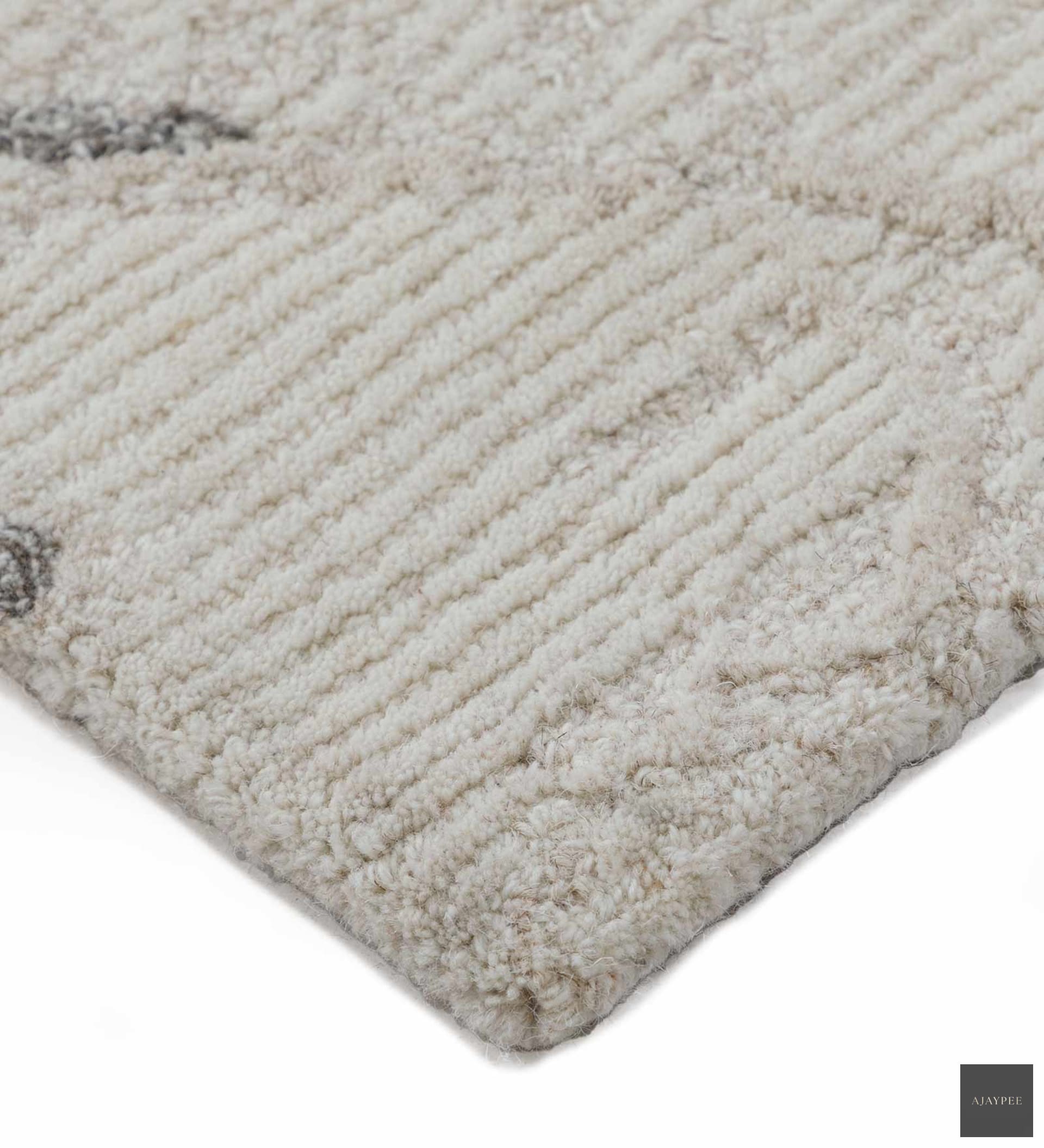 Crema Hand Tufted Woollen Rug - Cotton - Hand Tufted - Ajaypee Carpets (Thumbnail 2)