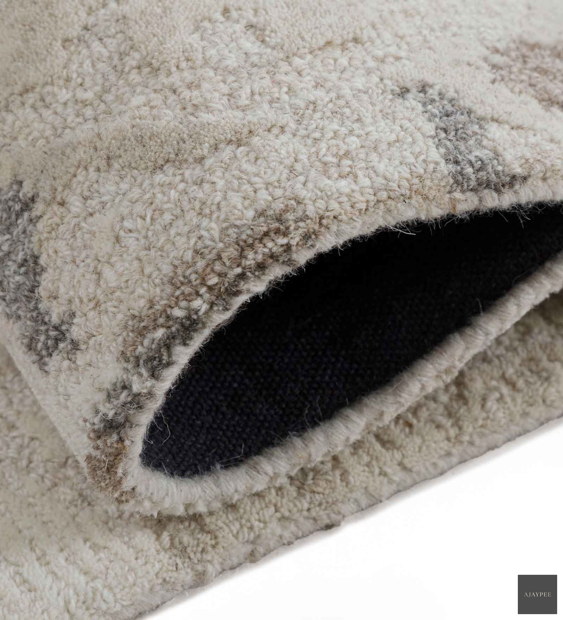 Crema Hand Tufted Woollen Rug - Cotton - Hand Tufted - Ajaypee Carpets (Thumbnail 3)