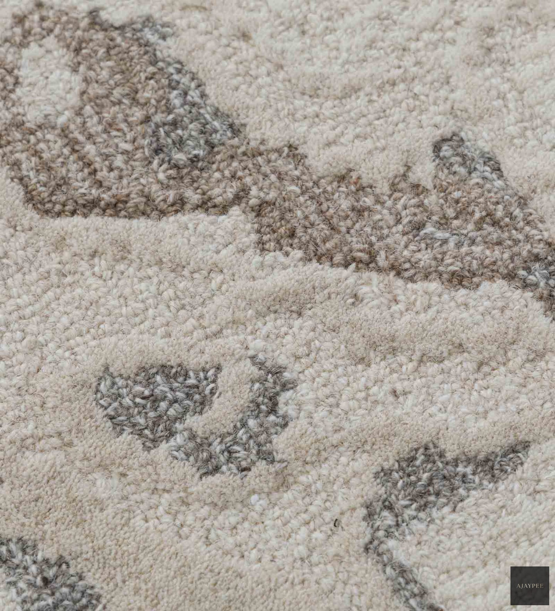 Crema Hand Tufted Woollen Rug - Cotton - Hand Tufted - Ajaypee Carpets (Thumbnail 4)
