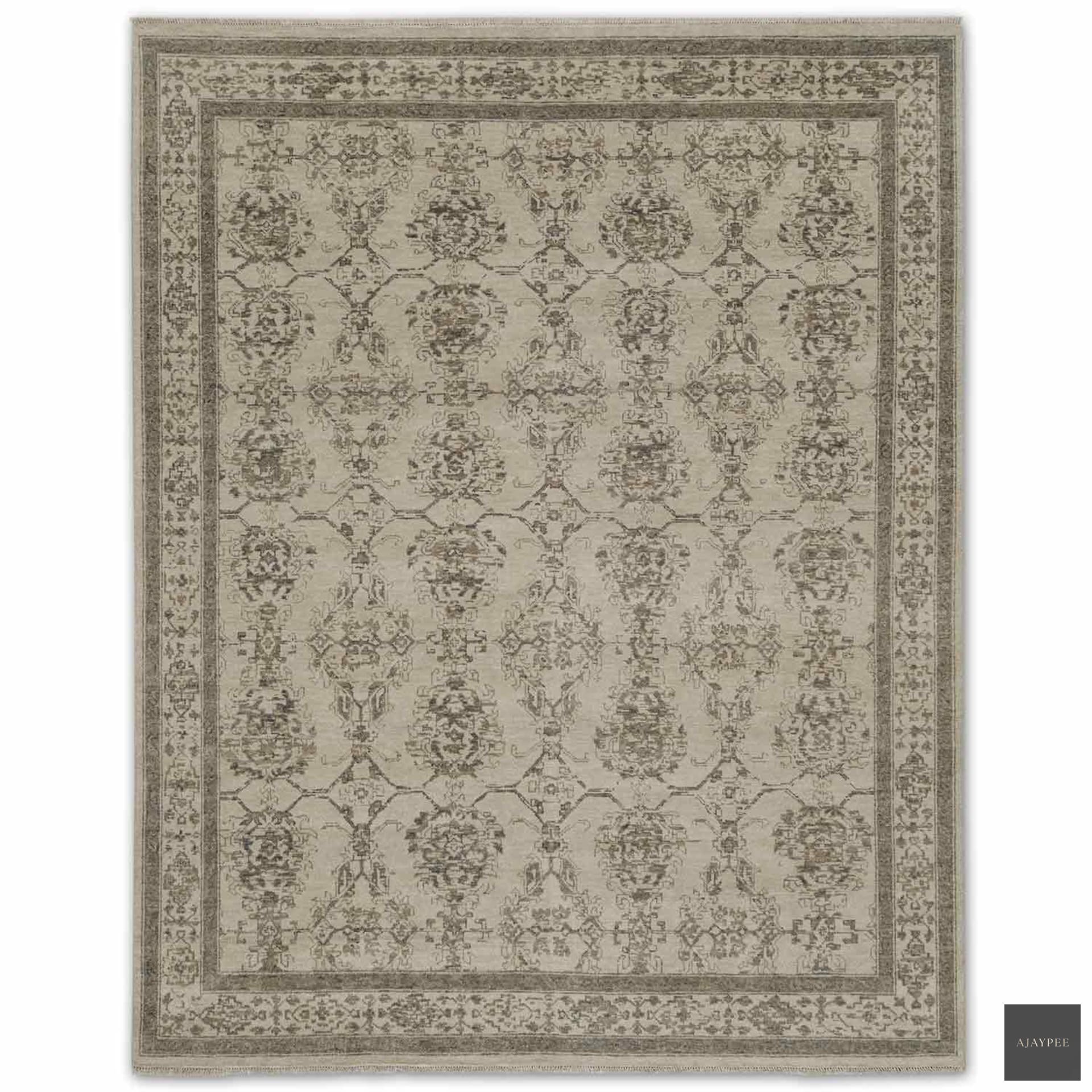 Farhan Hand Knotted Woollen Rug - Cotton - Hand Knotted - Ajaypee Carpets (View 1)