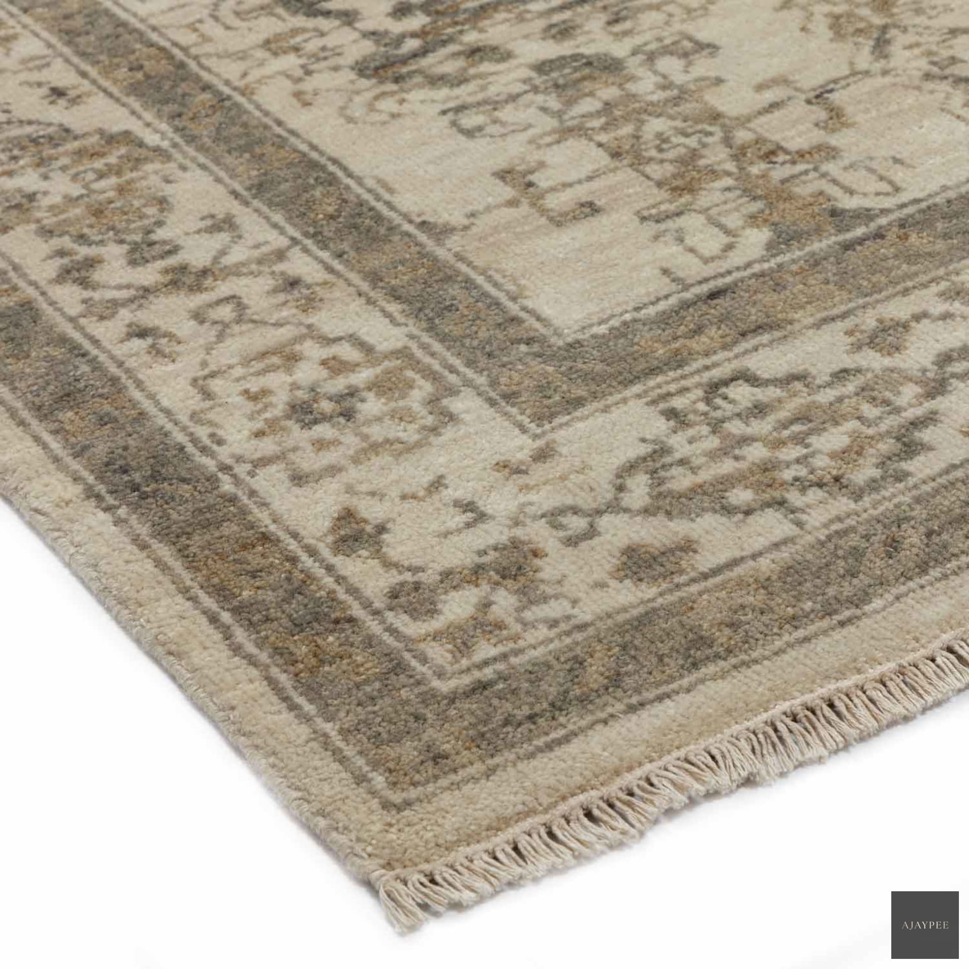 Farhan Hand Knotted Woollen Rug - Cotton - Hand Knotted - Ajaypee Carpets (Thumbnail 3)