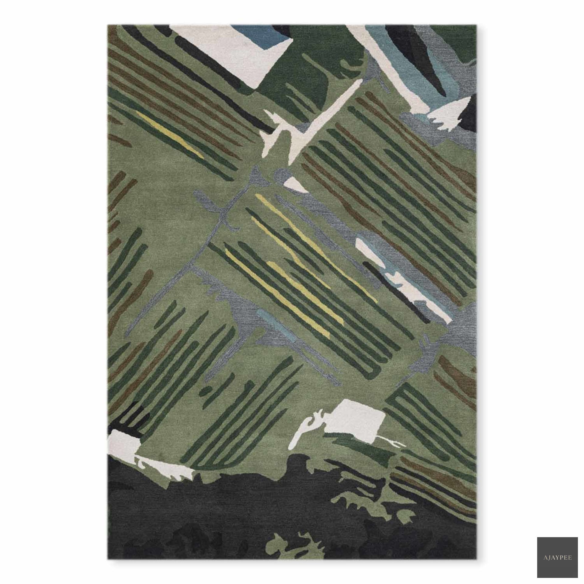 Framing The Fragments Hand Tufted Woollen Rug By Shripal Munshi - Cotton - Hand Tufted - Ajaypee Carpets (Thumbnail 2)
