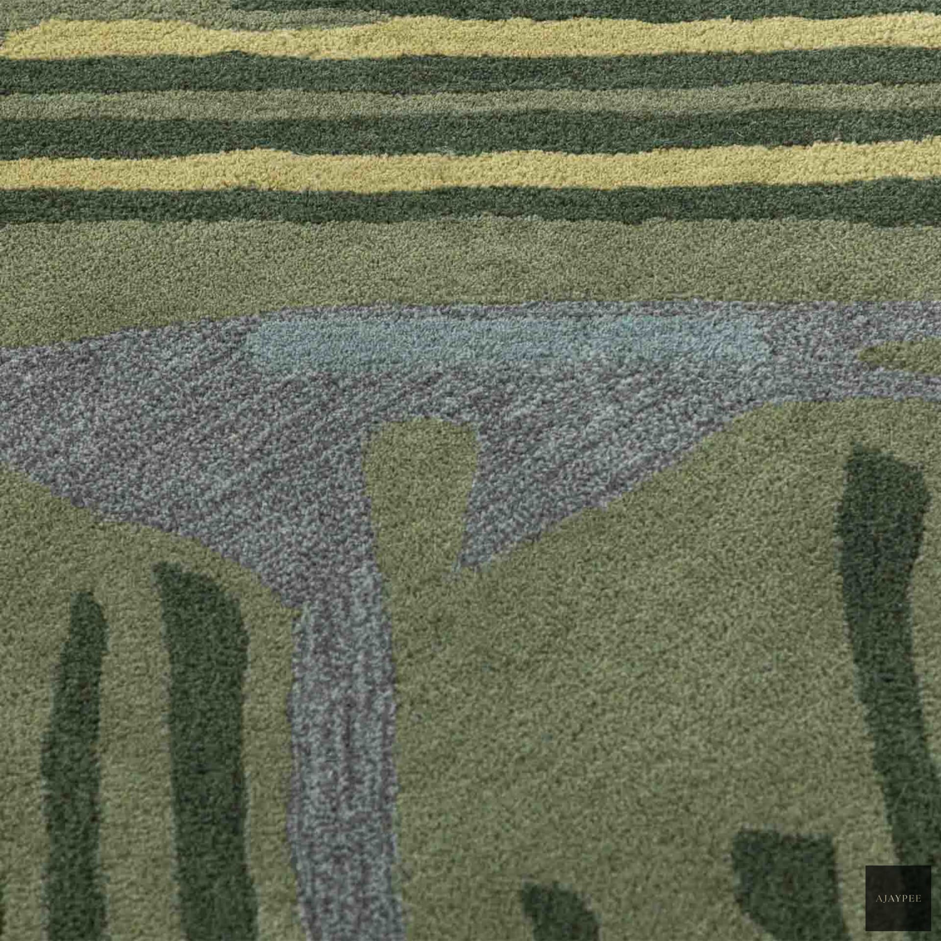 Framing The Fragments Hand Tufted Woollen Rug By Shripal Munshi - Cotton - Hand Tufted - Ajaypee Carpets (Thumbnail 4)