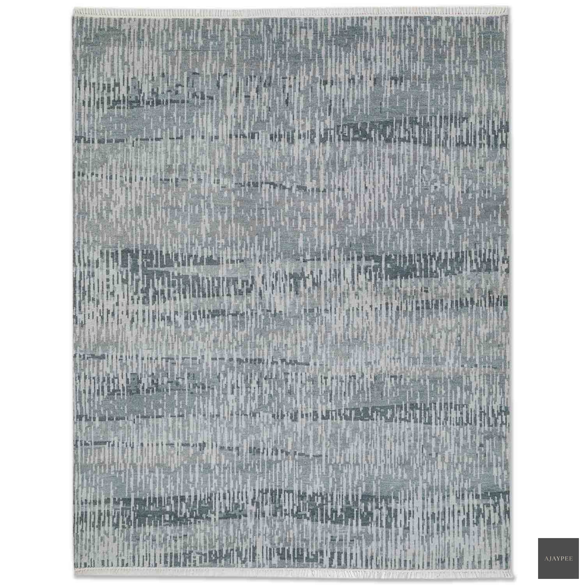 Glitch Vertical Hand Knotted Woollen Rug - Cotton - Hand Knotted - Ajaypee Carpets (View 1)