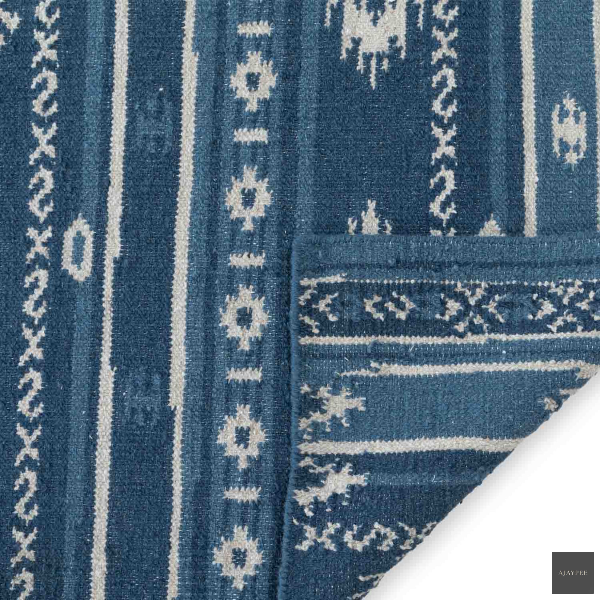 Henna Hand Woven Woollen Kilim - Wool - Kilim - Ajaypee Carpets (Thumbnail 4)