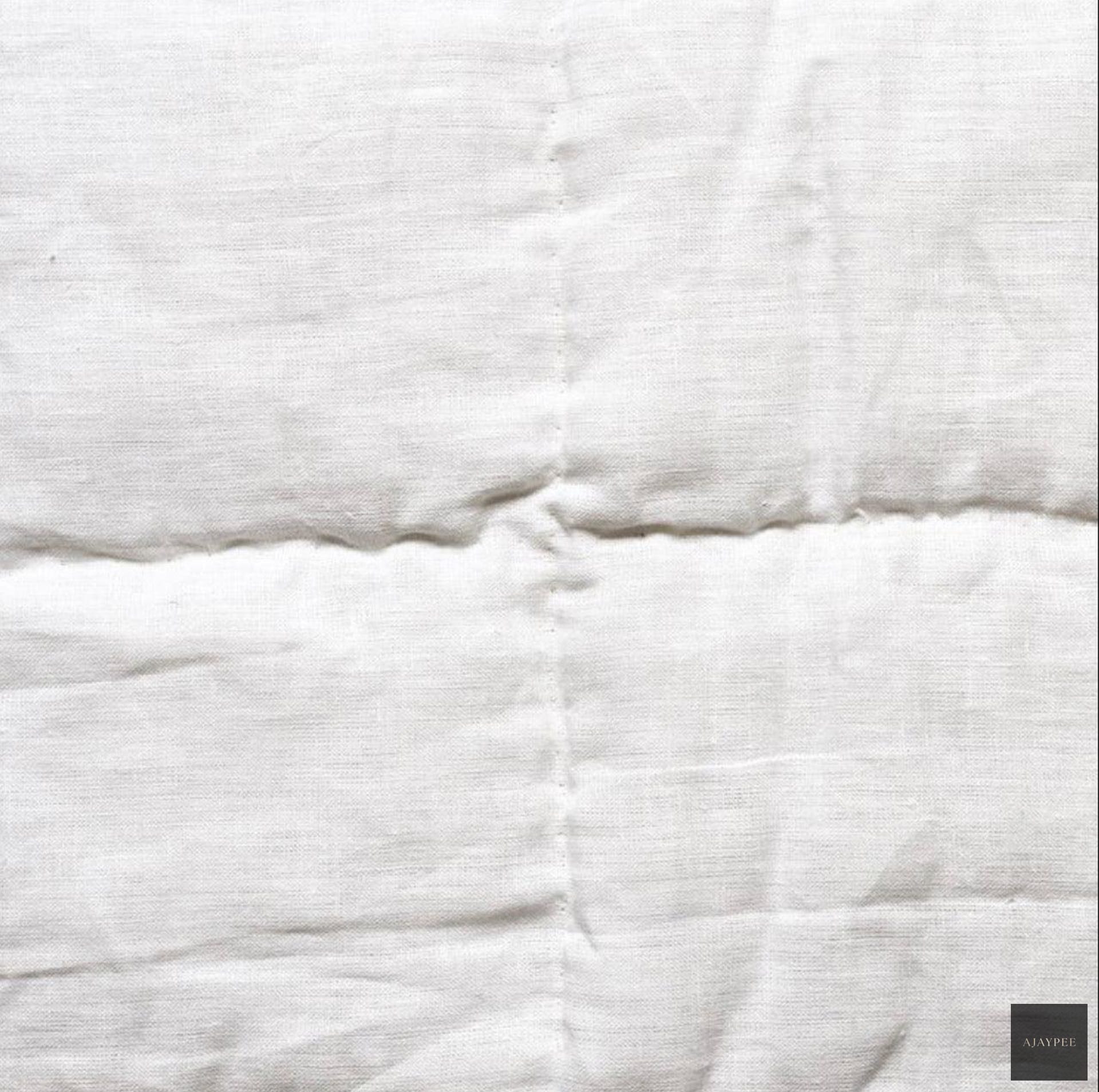 White Linen Bedspread - Cotton - Hand Woven - Ajaypee Carpets (Thumbnail 2)