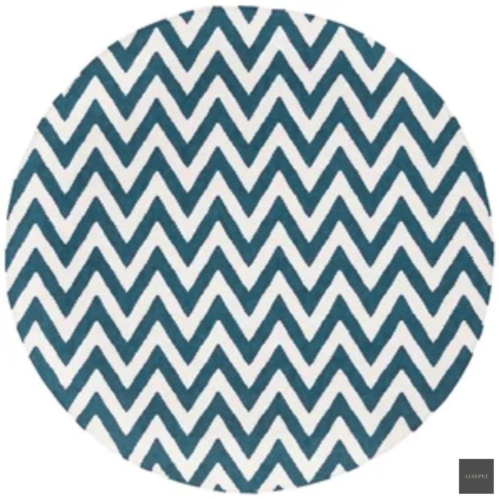 Wool Handwoven Dhurry Round Chevron - Cotton - Hand Woven - Ajaypee Carpets (Thumbnail 5)